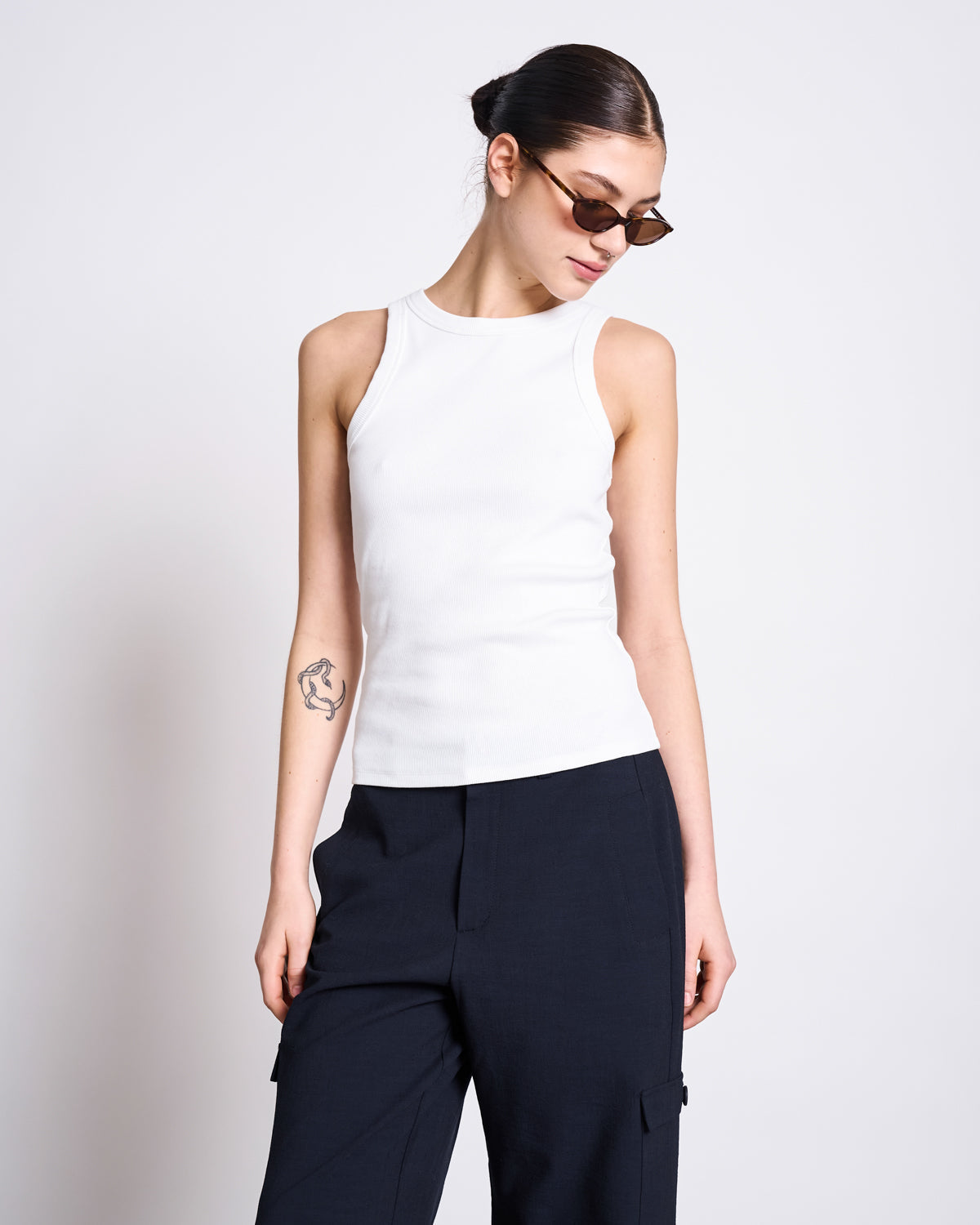 ORGANIC COTTON TANK TOP PORTO LONG WHITE GOTS