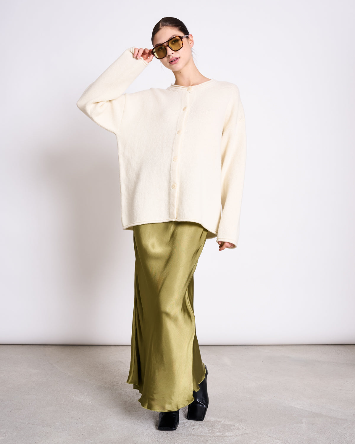 OVERSIZED WOOL CARDIGAN TINCO OFFWHITE GOTS