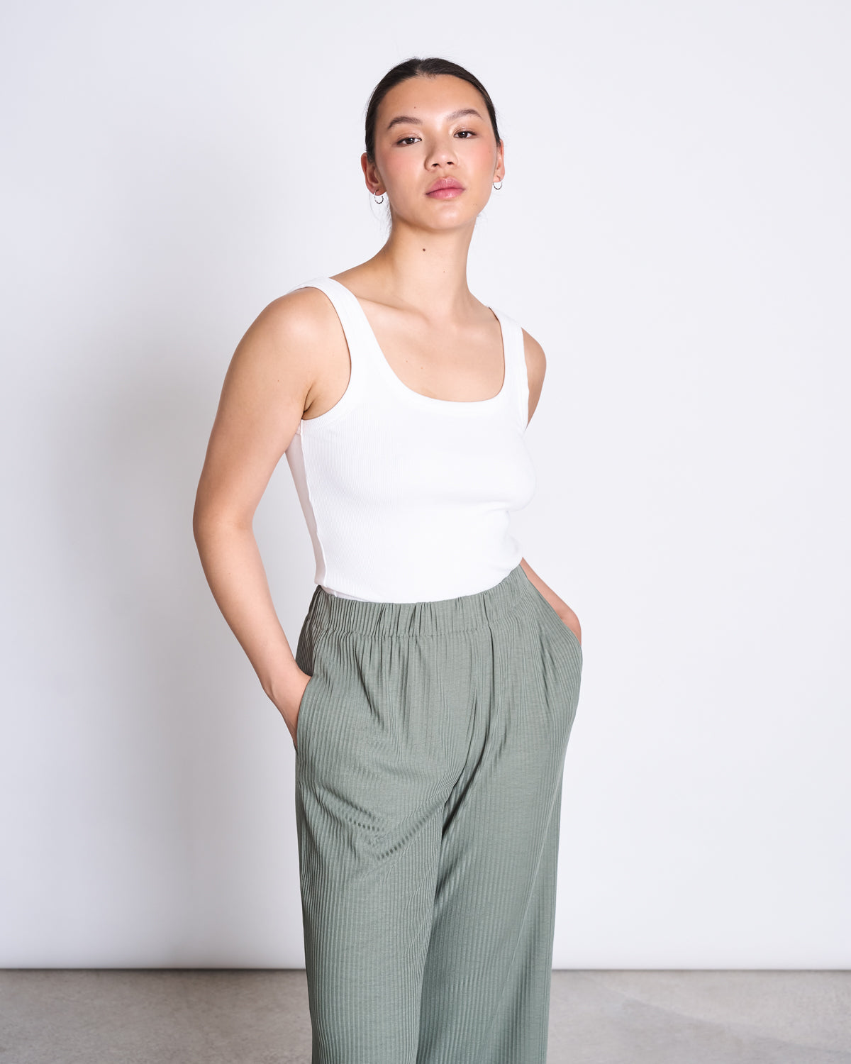 TENCEL™ LYOCELL RIB PANTS SMILLA SEA SPRAY