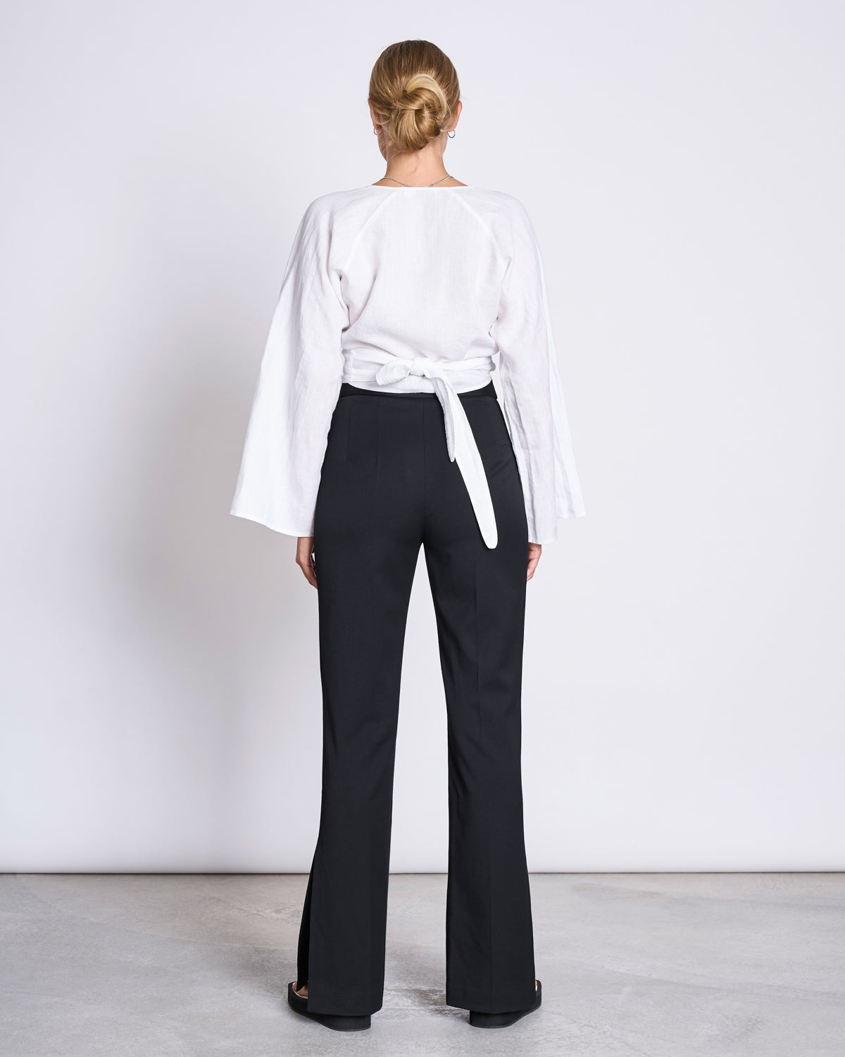 LINEN WRAP BLOUSE RORA WHITE