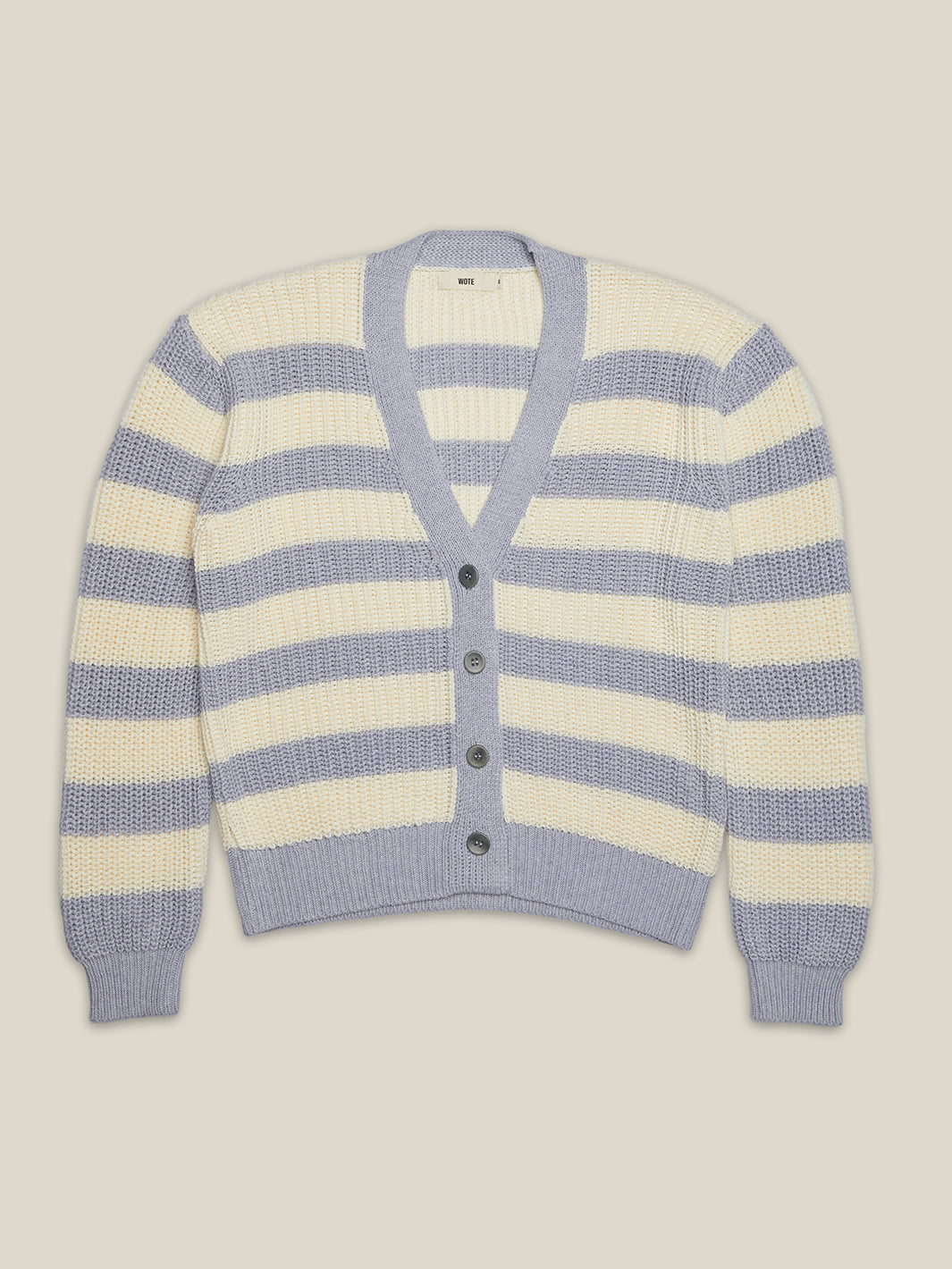 Damen Strickjacke grau - weiss gestreift Bio Baumwolle GOTS zertifiziert produziert in Italien