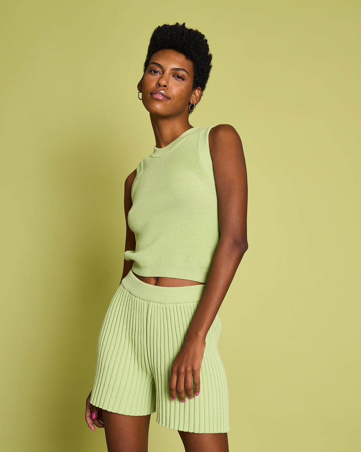 KNIT SHORTS IDOIA MATCHA