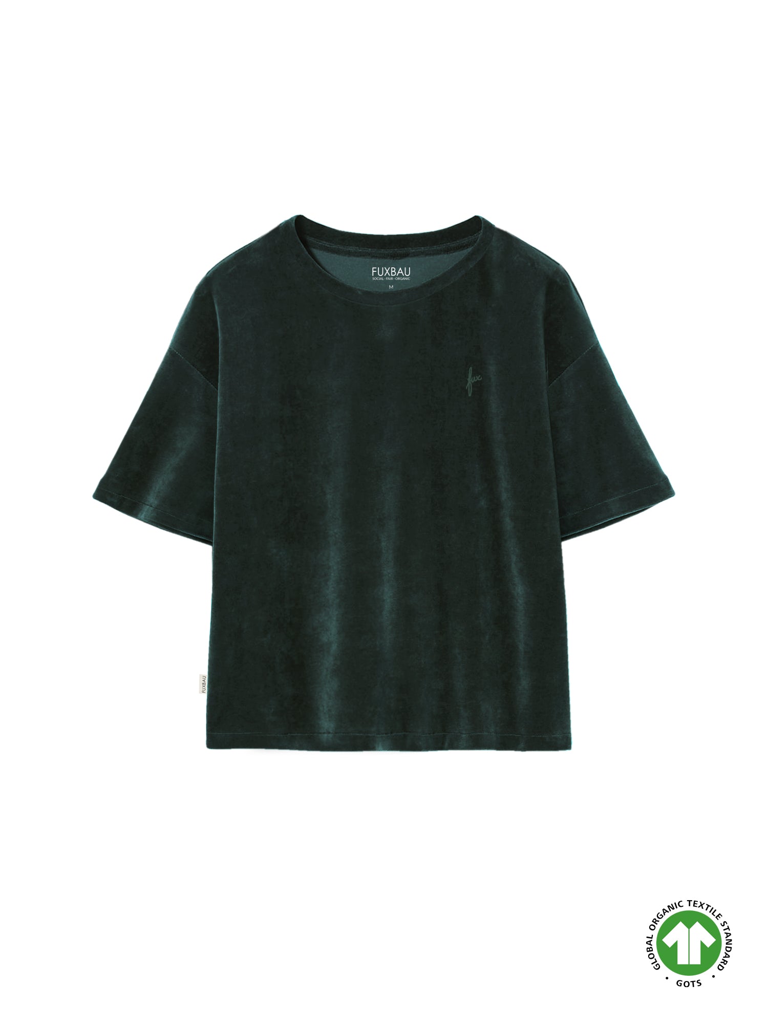 Frauen Cropped Samt T-Shirt - grün