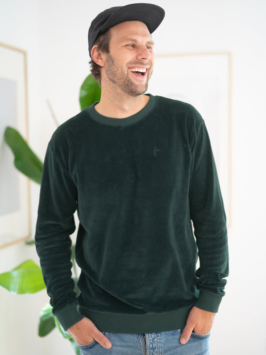 Männer Samt Sweater - grün