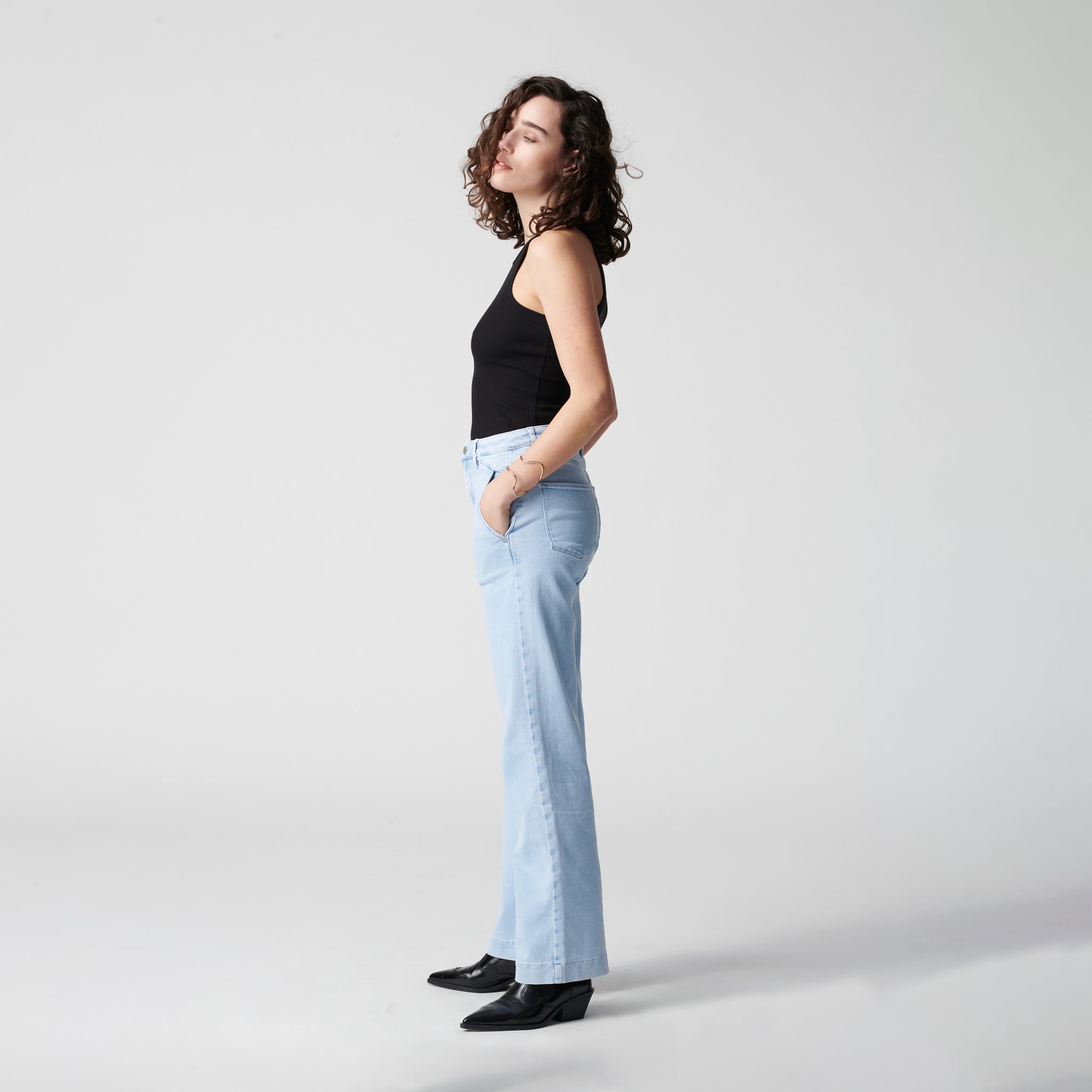 DEW Flared Soft Denim - French Pocket - Bright Blue
