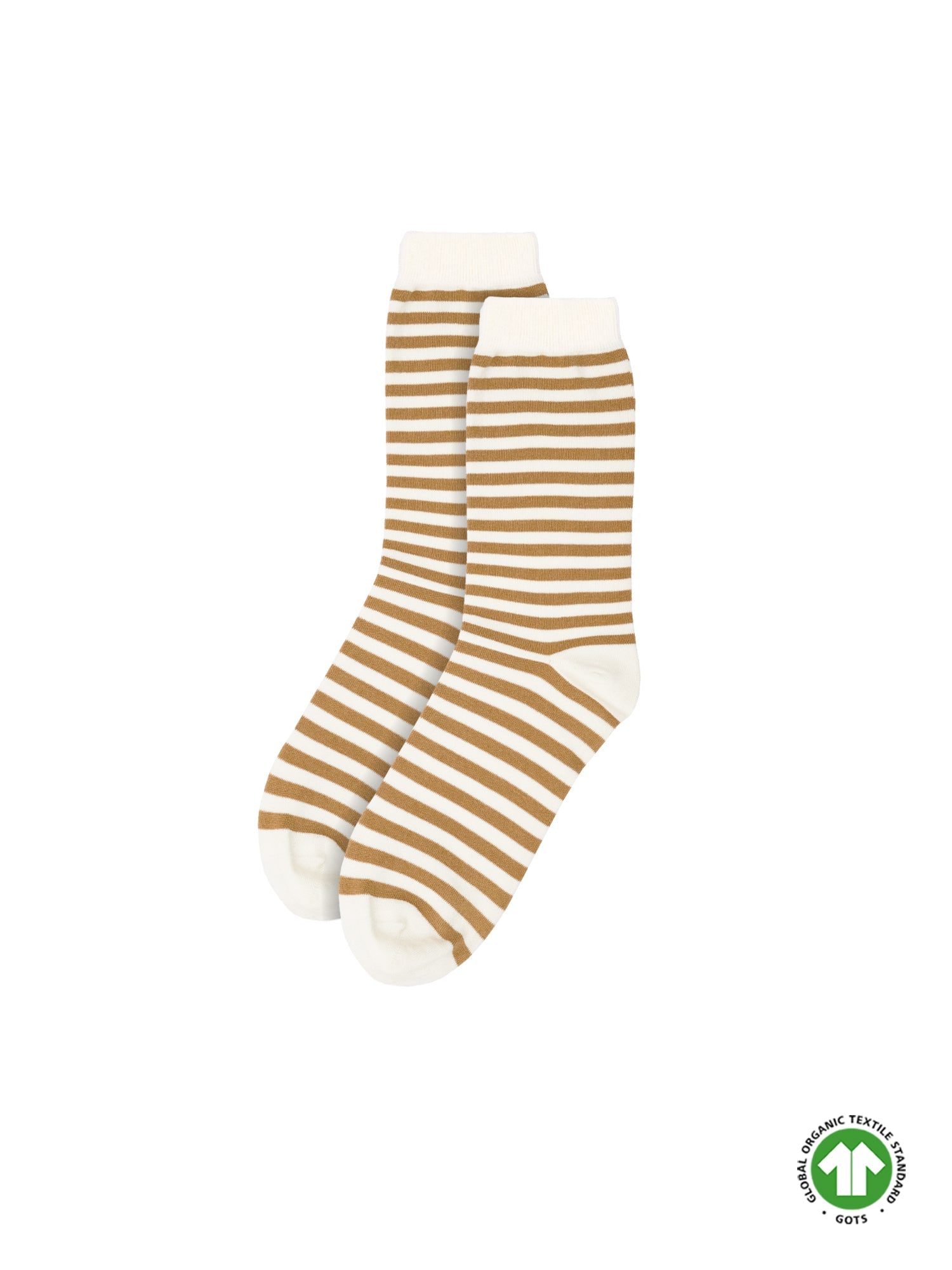 Streifensocken - creme senf
