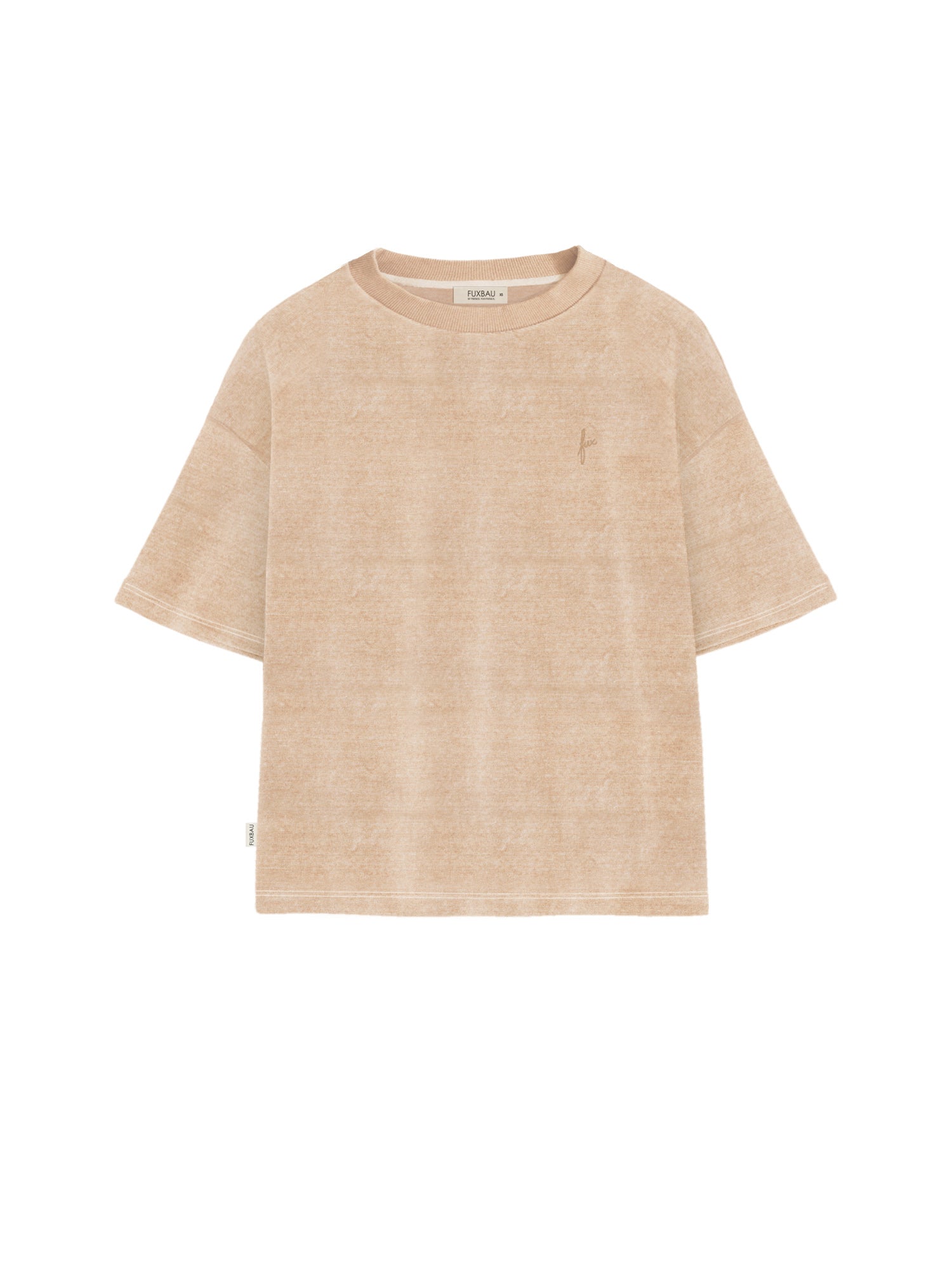 Frauen Cropped Samt T-Shirt - beige gelb geriffelt