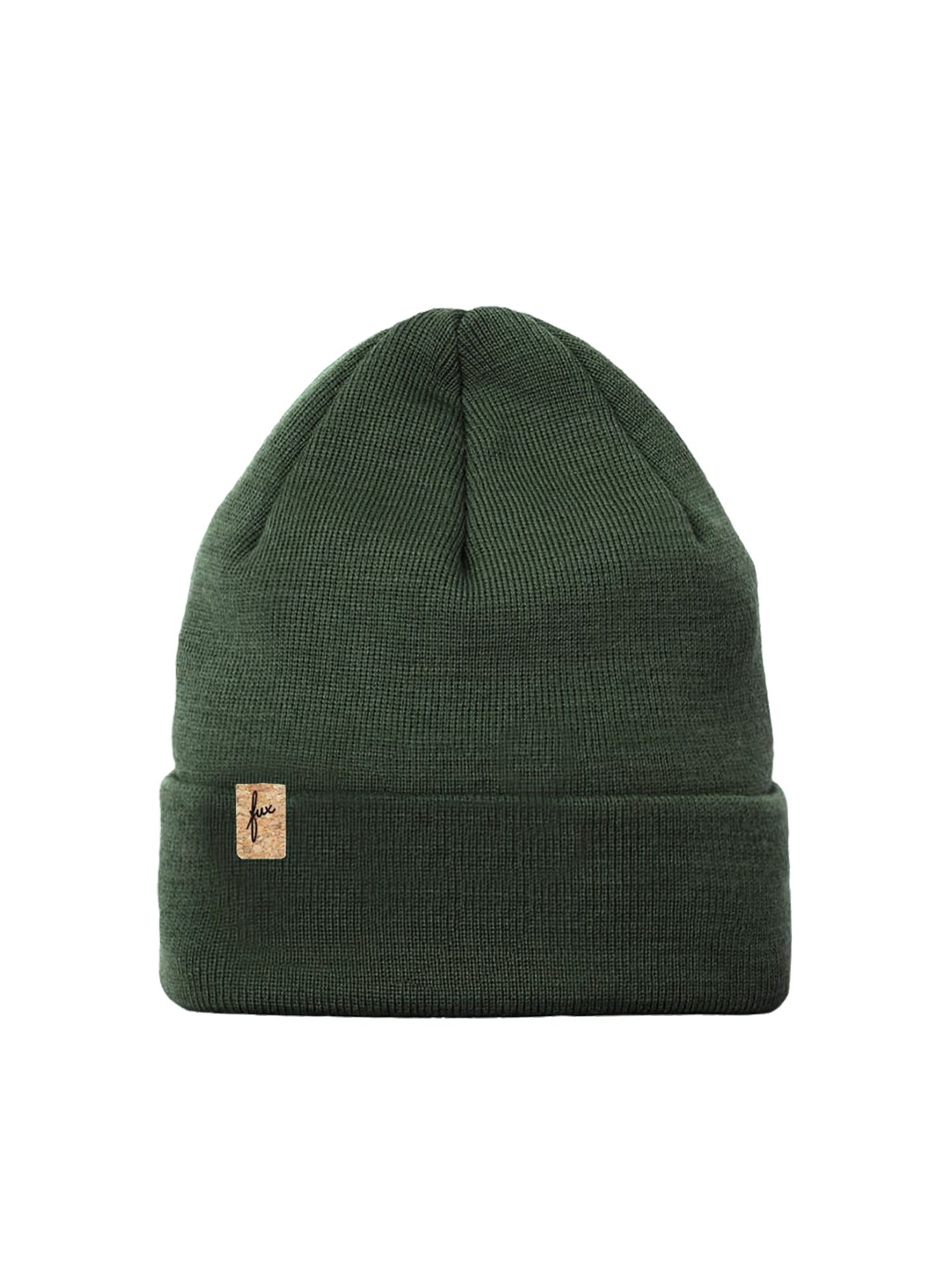Merino Kork Beanie - waldgrün