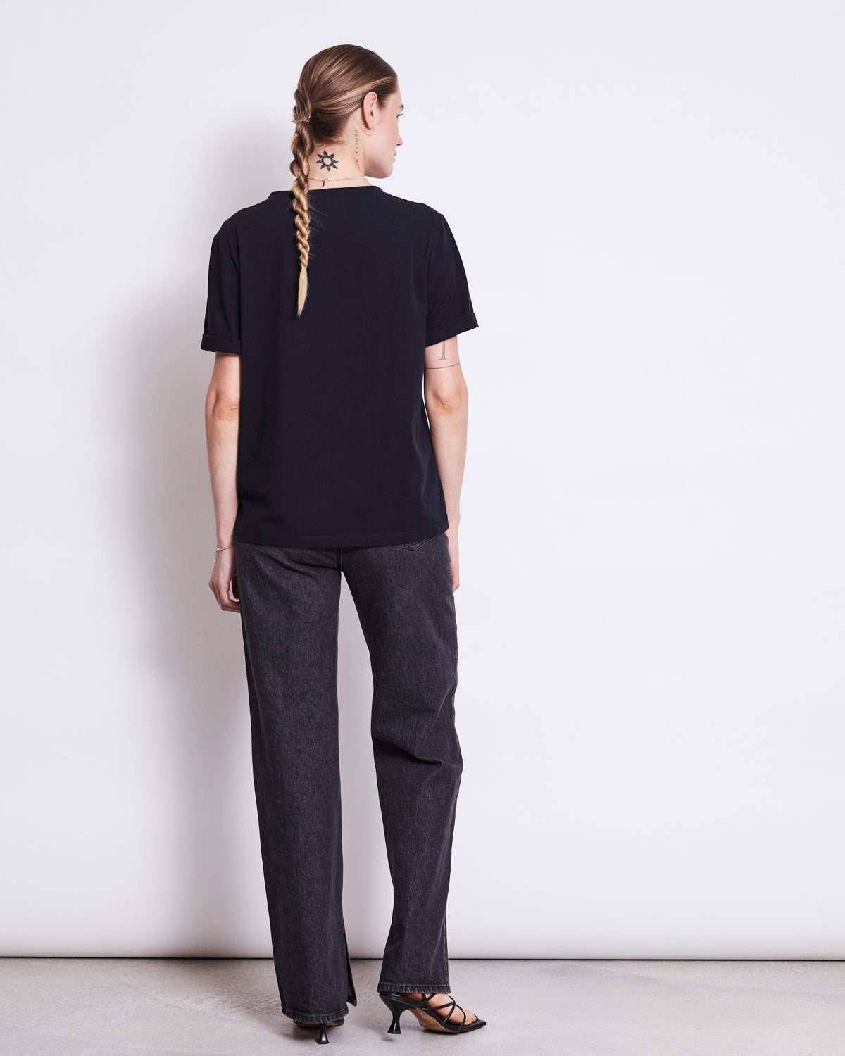 BRUSHED T-SHIRT BOY BLACK GOTS