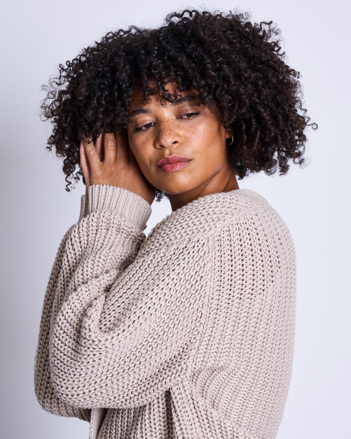 CHUNKY CARDIGAN LENA IVORY GOTS