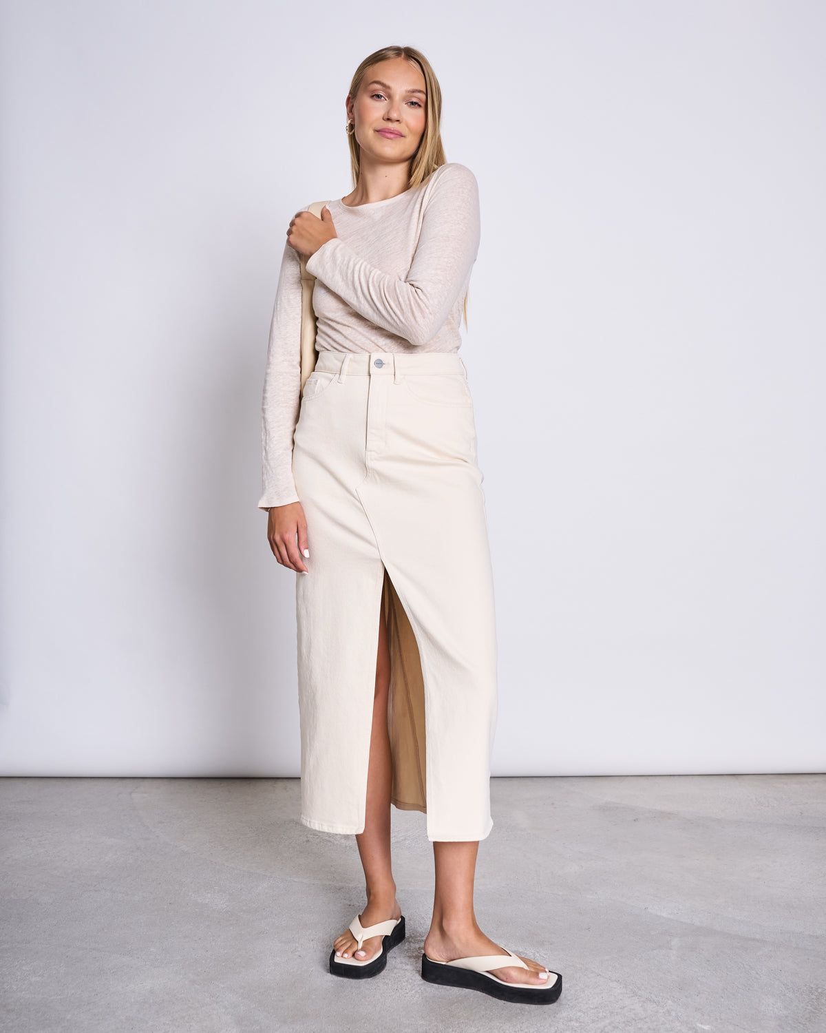 LINEN LONGSLEEVE KEISS IVORY GOTS