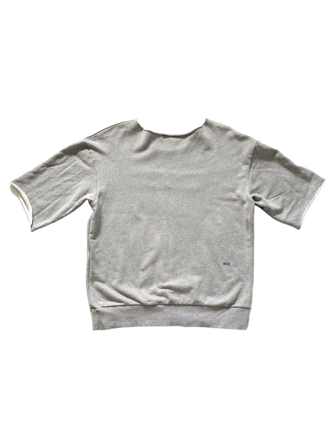 Unisex Halbarm Logo Sweatshirt grau melange mit kleinen Logo Druck auf hinterer unterer Seite