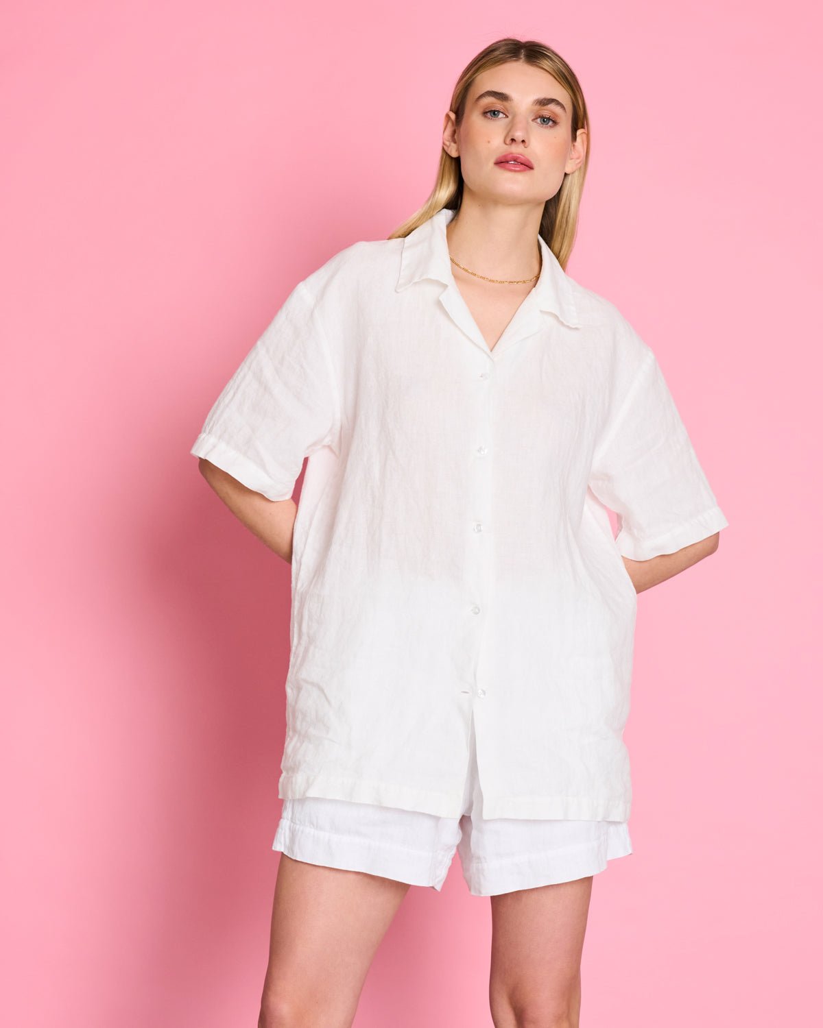 LINEN SHIRT GENT WHITE