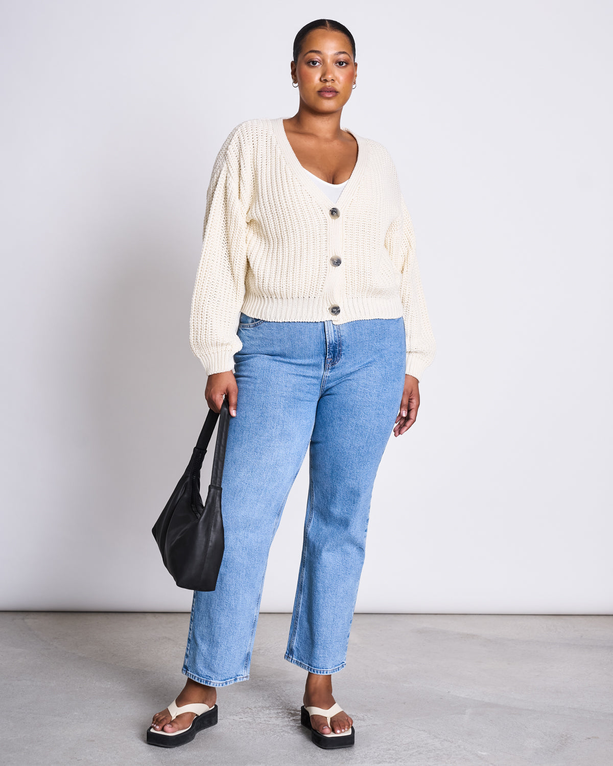 CHUNKY CARDIGAN LENA OFFWHITE GOTS