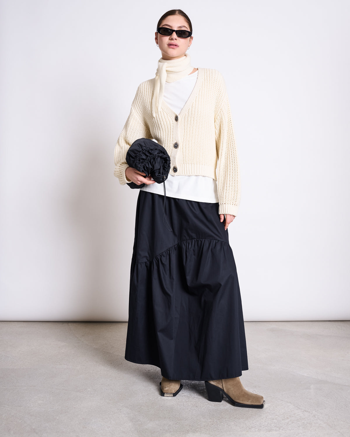 TIERED MAXI SKIRT ALCA BLACK
