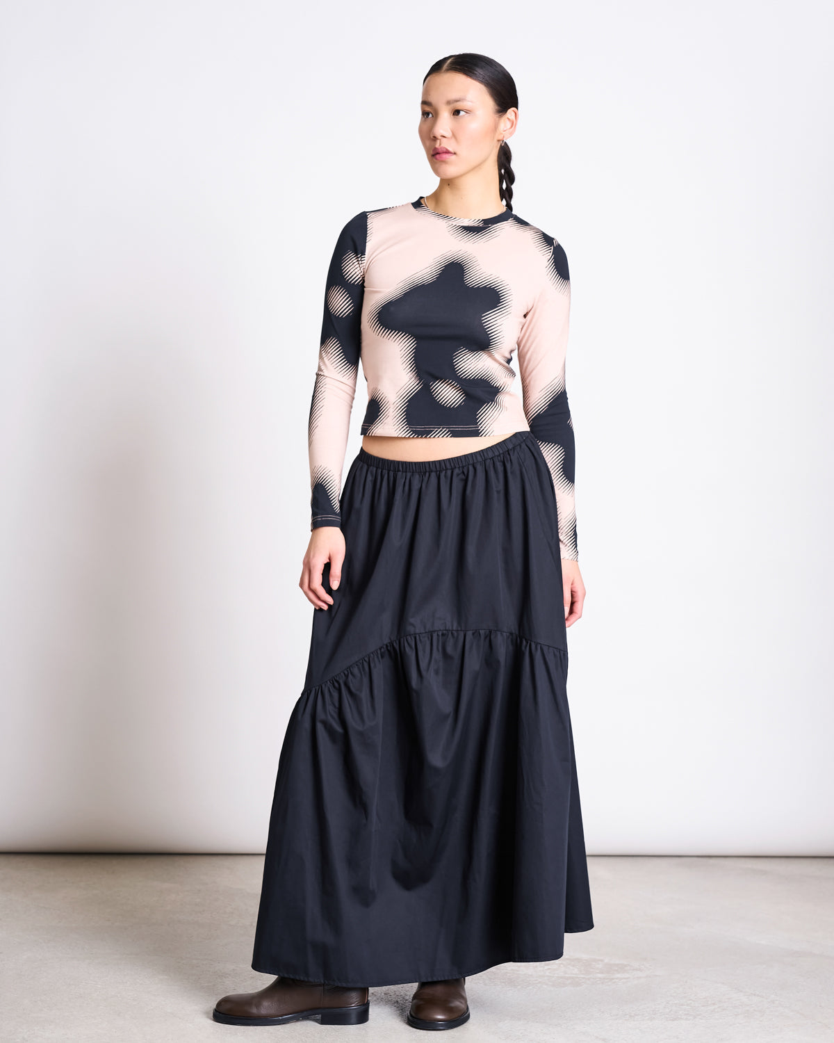 TIERED MAXI SKIRT ALCA BLACK