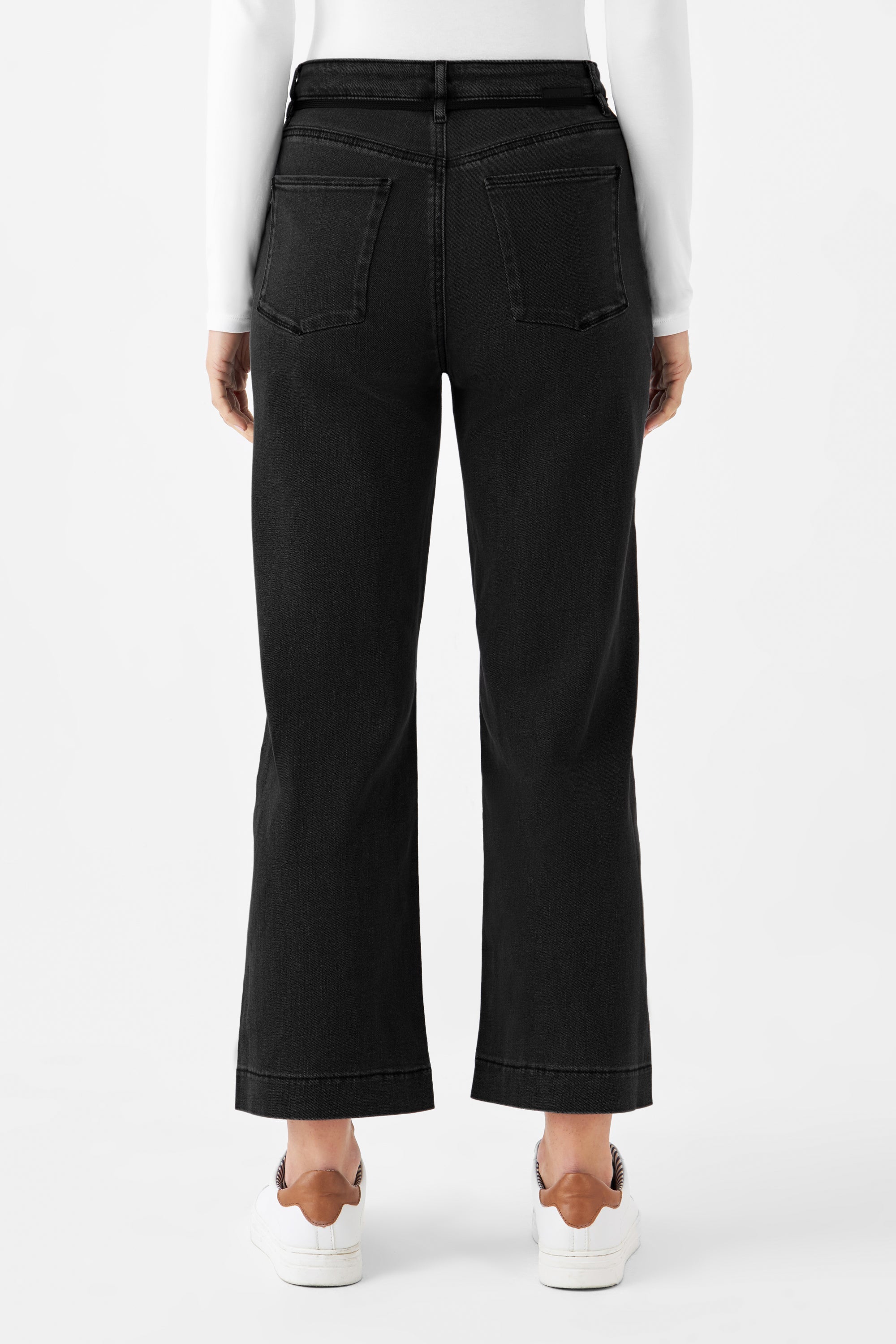 DEW Flared Cropped Soft Denim - French Pocket - Black Denim
