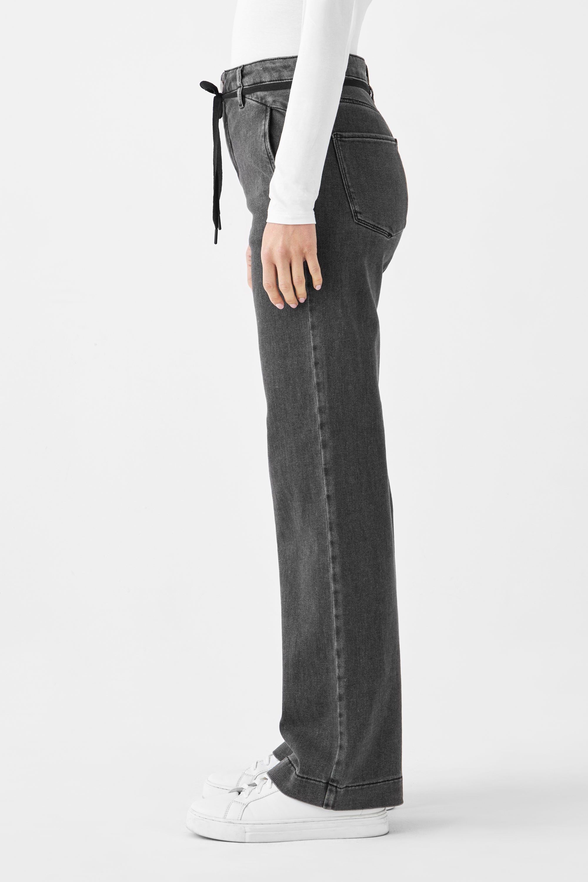 DEW Flared Soft Denim - French Pocket - Medium Grey