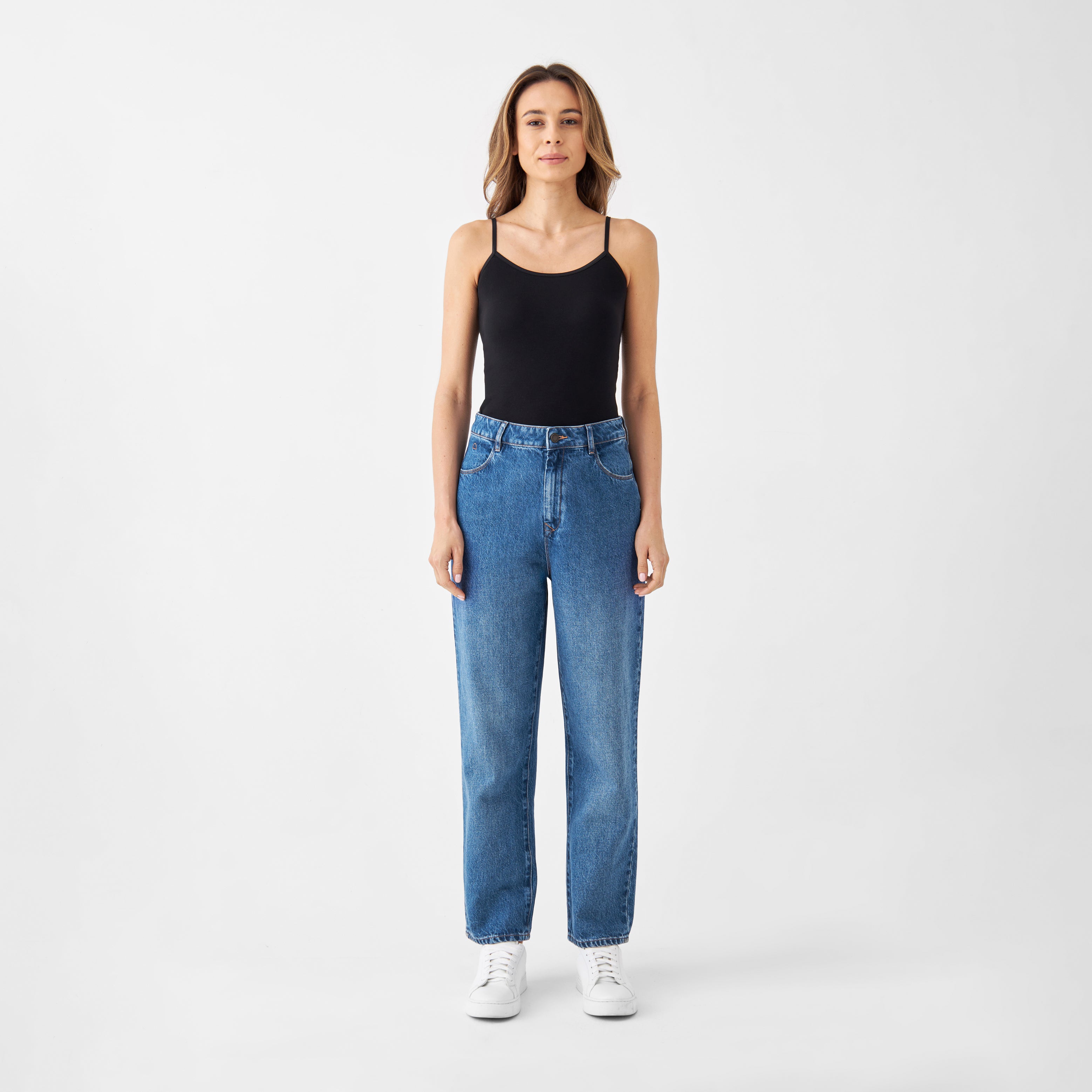 DAWN Wide Straight Cropped Non-Stretch - Minimal - Medium Blue