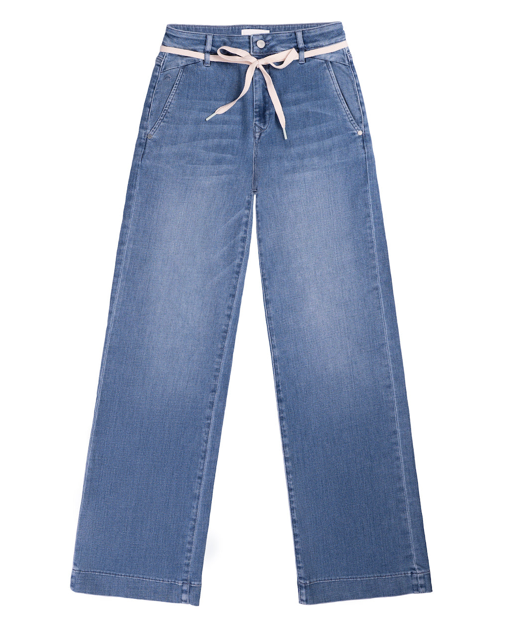 DEW Flared Cropped Soft Denim - French Pocket - Medium Blue