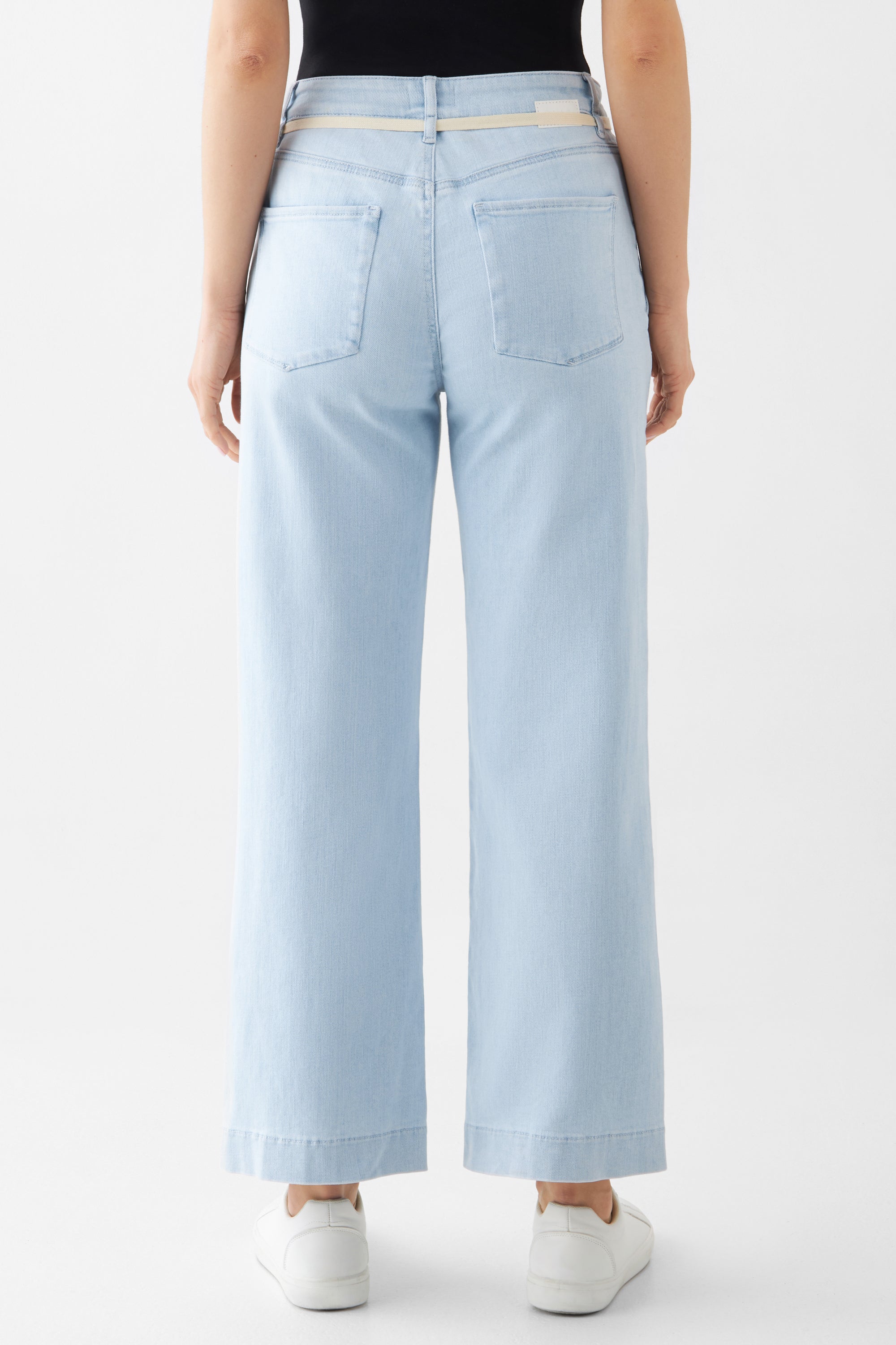 DEW Flared Cropped Soft Denim - French Pocket - Bright Blue