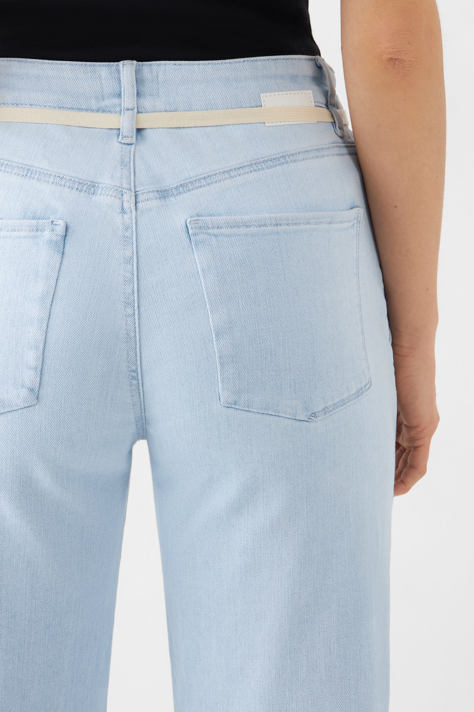 DEW Flared Cropped Soft Denim - French Pocket - Bright Blue