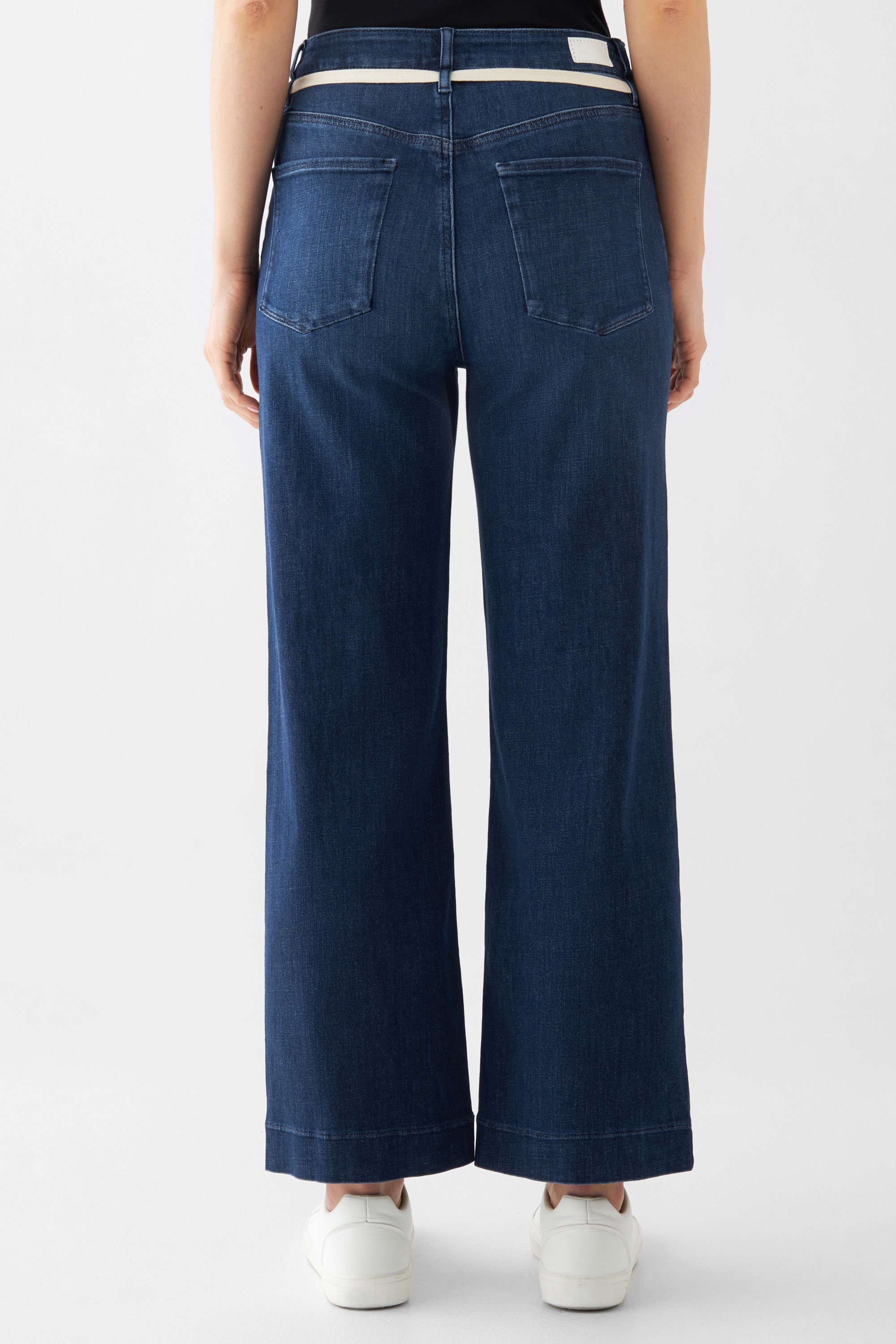 DEW Flared Cropped Soft Denim - French Pocket - Dark Blue