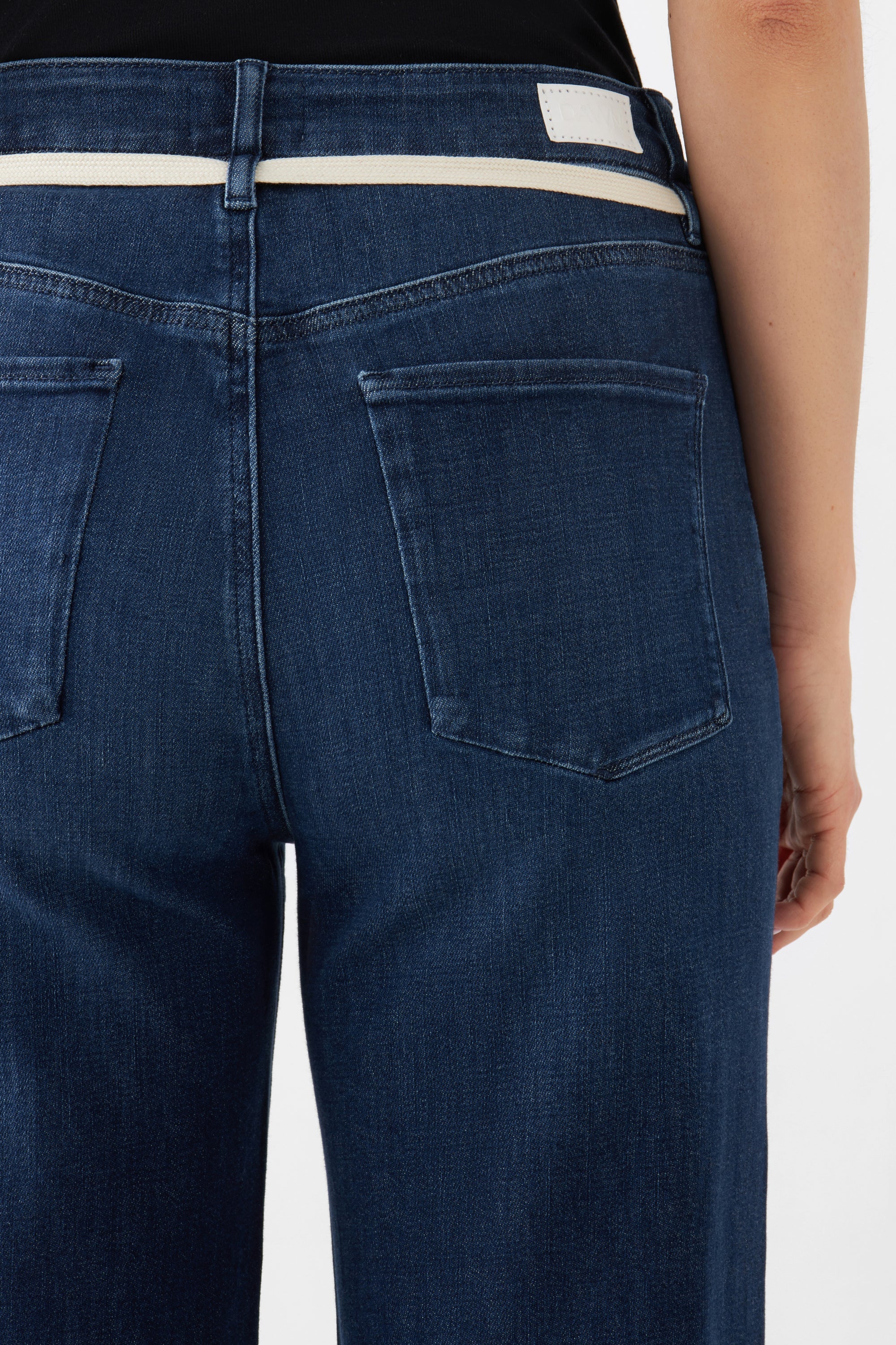DEW Flared Cropped Soft Denim - French Pocket - Dark Blue