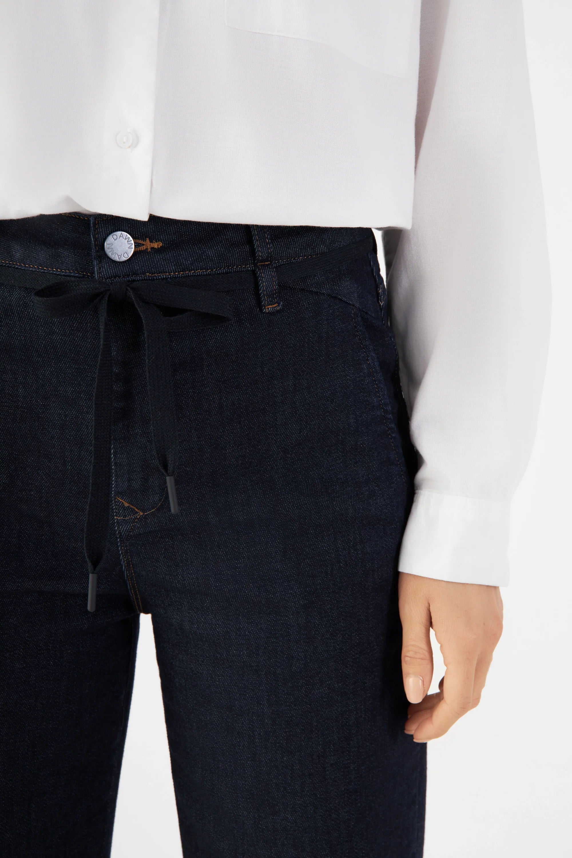 DEW Flared Cropped Soft Denim - French Pocket - Raw Blue