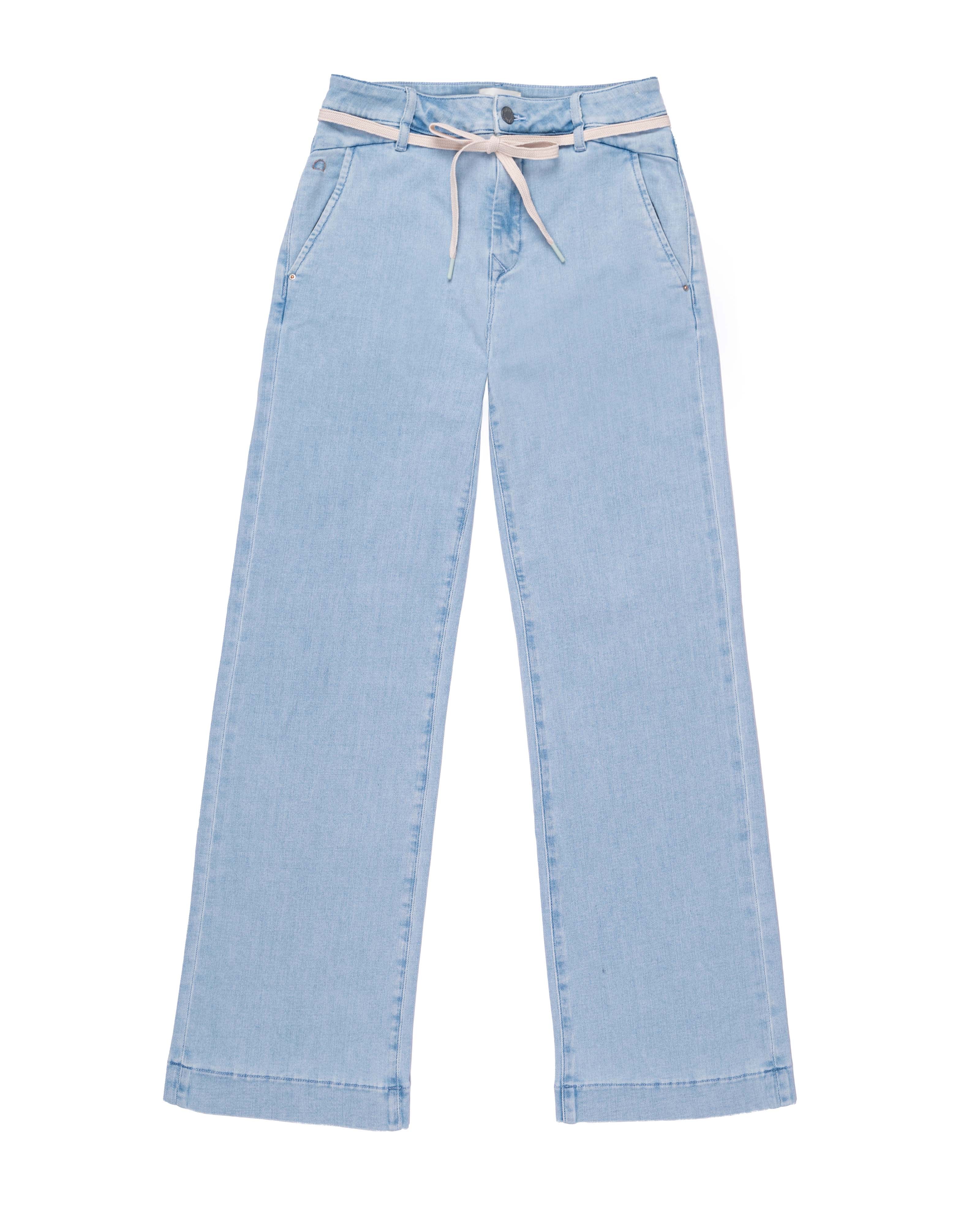 DEW Flared Cropped Soft Denim - French Pocket - Bright Blue