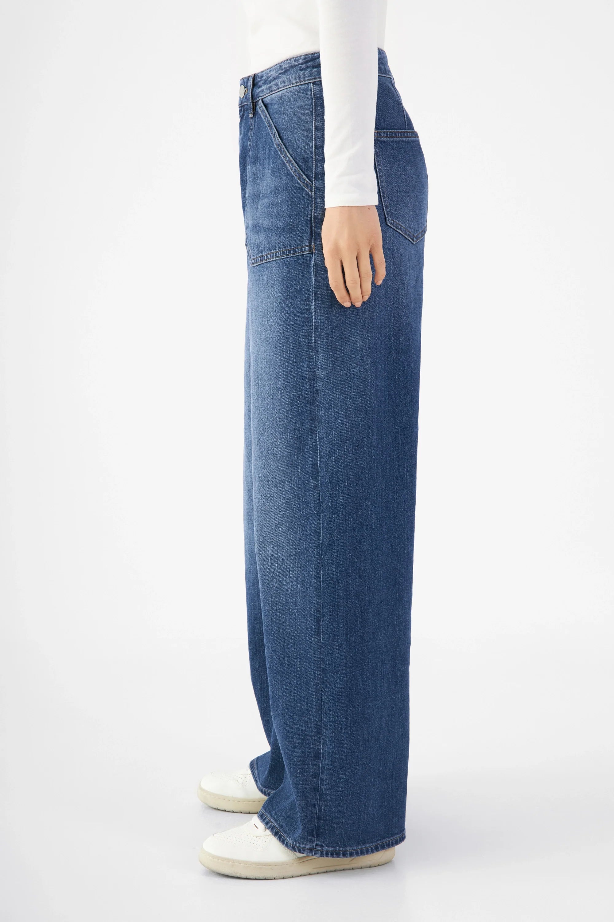 SUNNY Wide Leg Minimal Stretch - Worker - Medium Blue