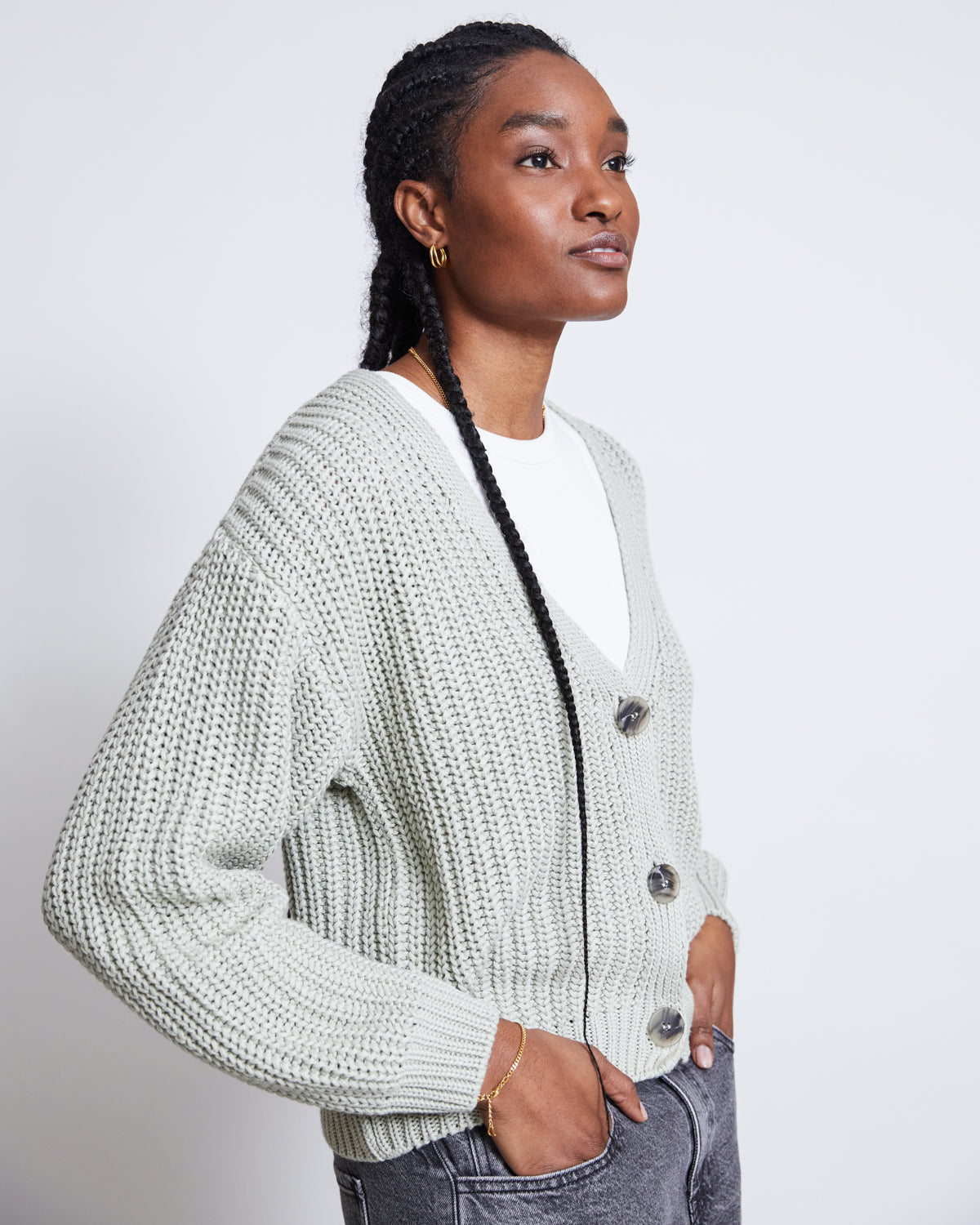 CHUNKY CARDIGAN LENA VINTAGE LACE GOTS