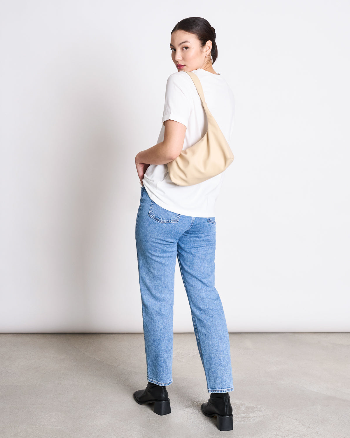 BRUSHED T-SHIRT BOY PLAIN WHITE GOTS