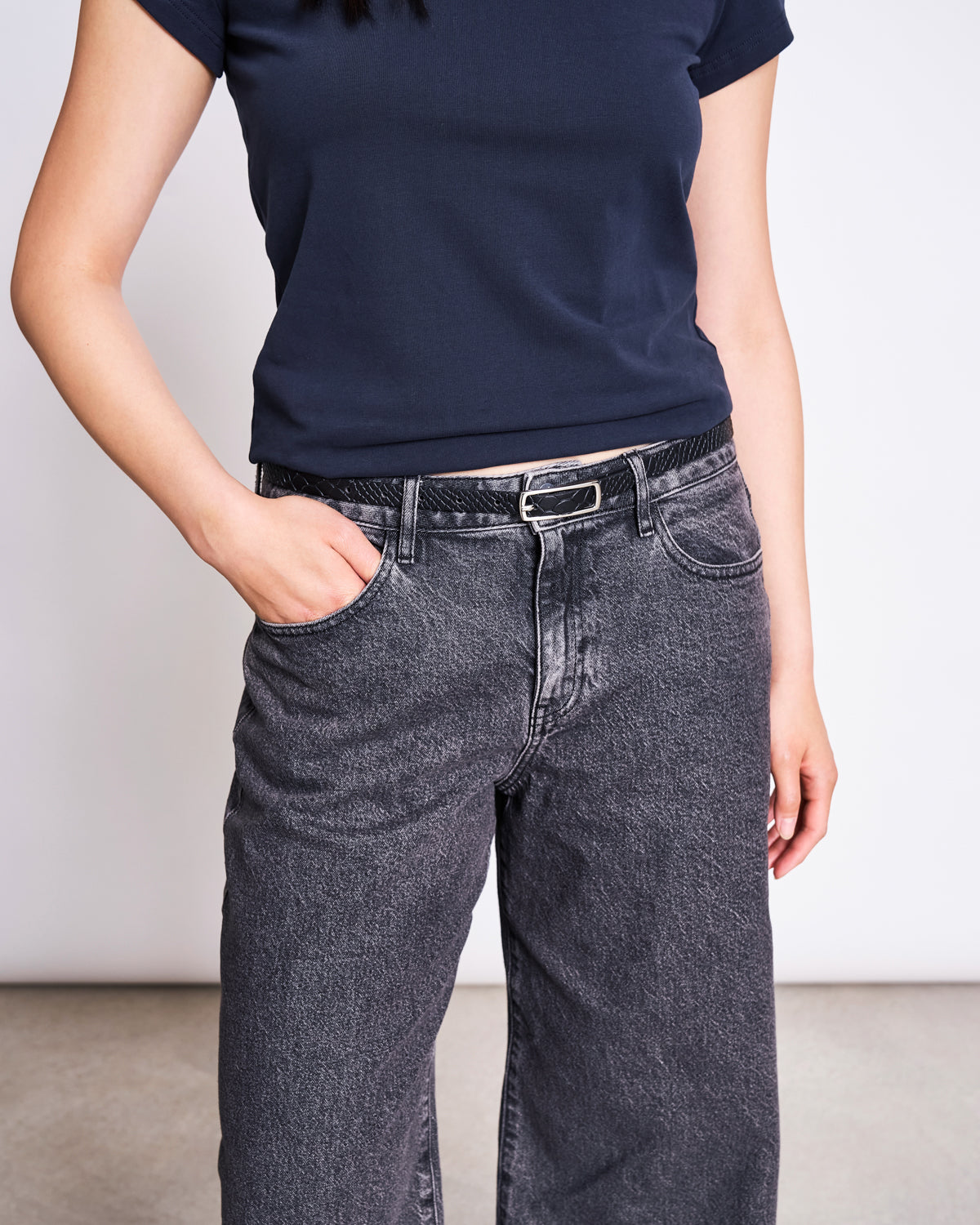 THIN BELT NYBY PYTHON BLACK SILVER