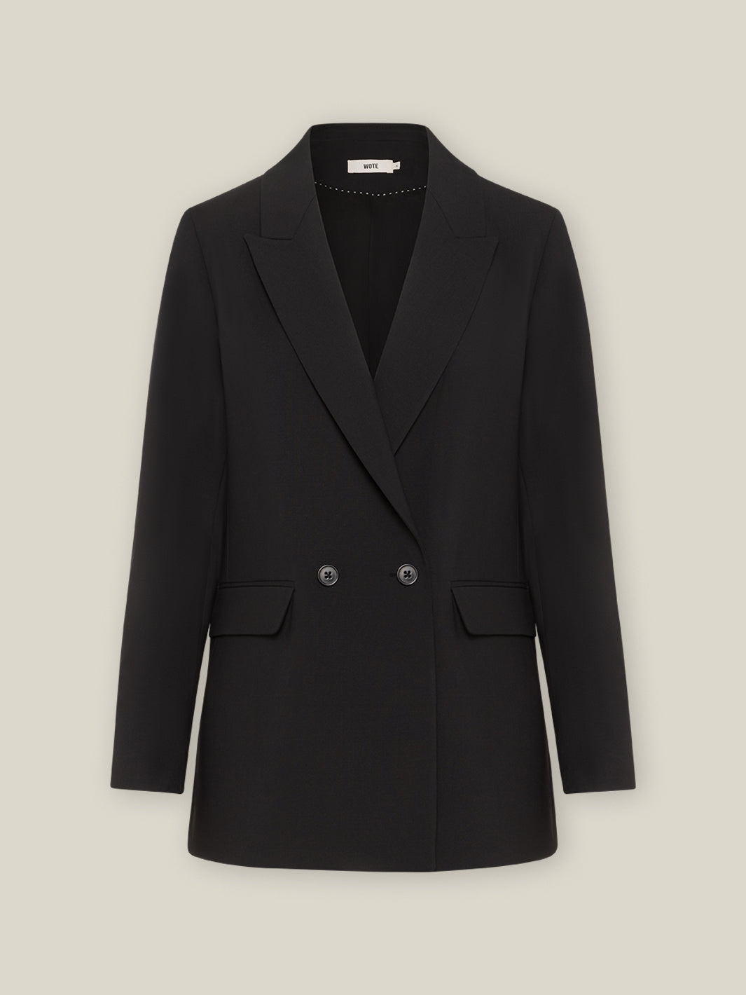 WOTE oversized Damen Blazer aus nachhaltiger Wolle Zweireiher Farbe schwarz made in Portugal