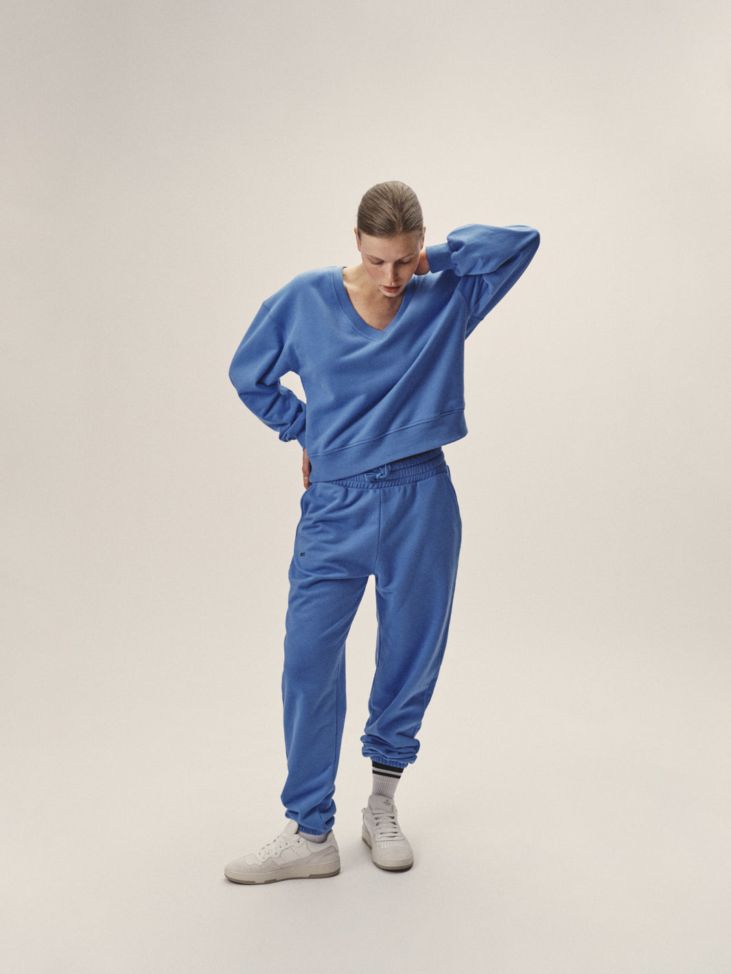 Frauen Sweatpants blau 100%organic Cotton fair produziert in Portugal