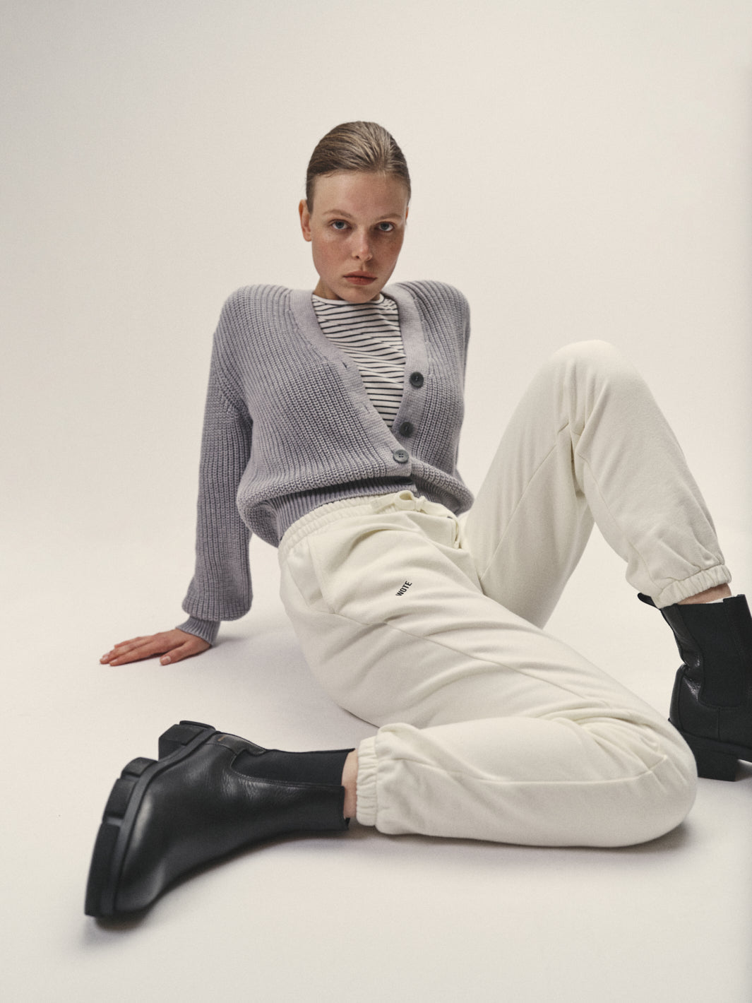 Frauen Sweatpants off white organic Cotton made in Portugal