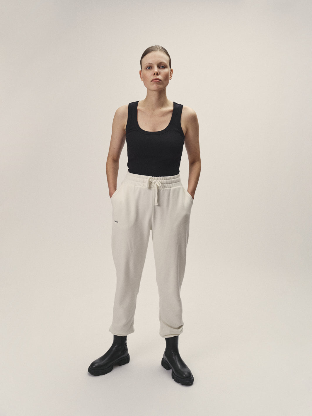 Frauen Sweatpants off white organic Cotton made in Portugal