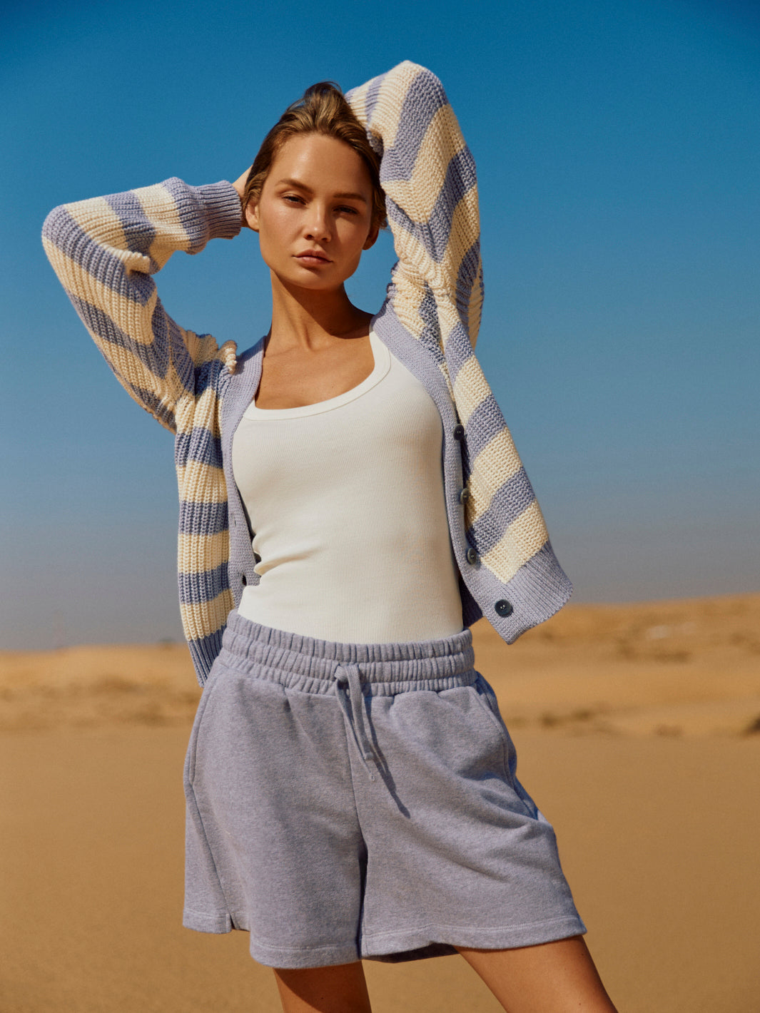 Damen Sweatshort in Farbe grau melange, angenehm weiche Bio Baumwolle, hergestellt in Portugal