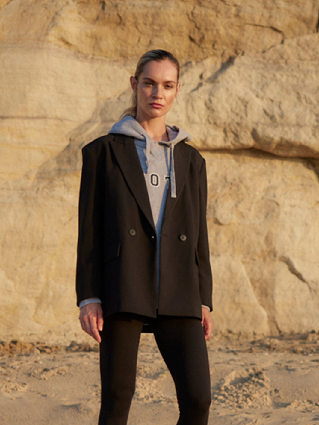 Hoody Sweatshirt oversized in graumelange aus Bio Baumwolle