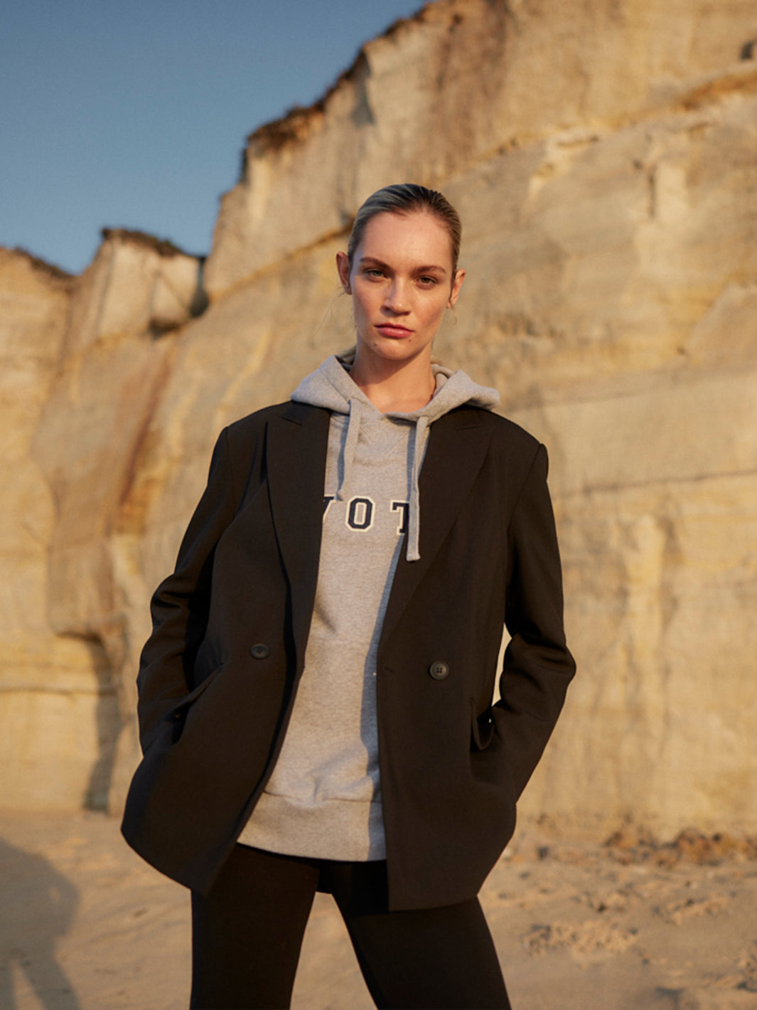 Organic Cotton Hoody Sweatshirt oversized in grau melange