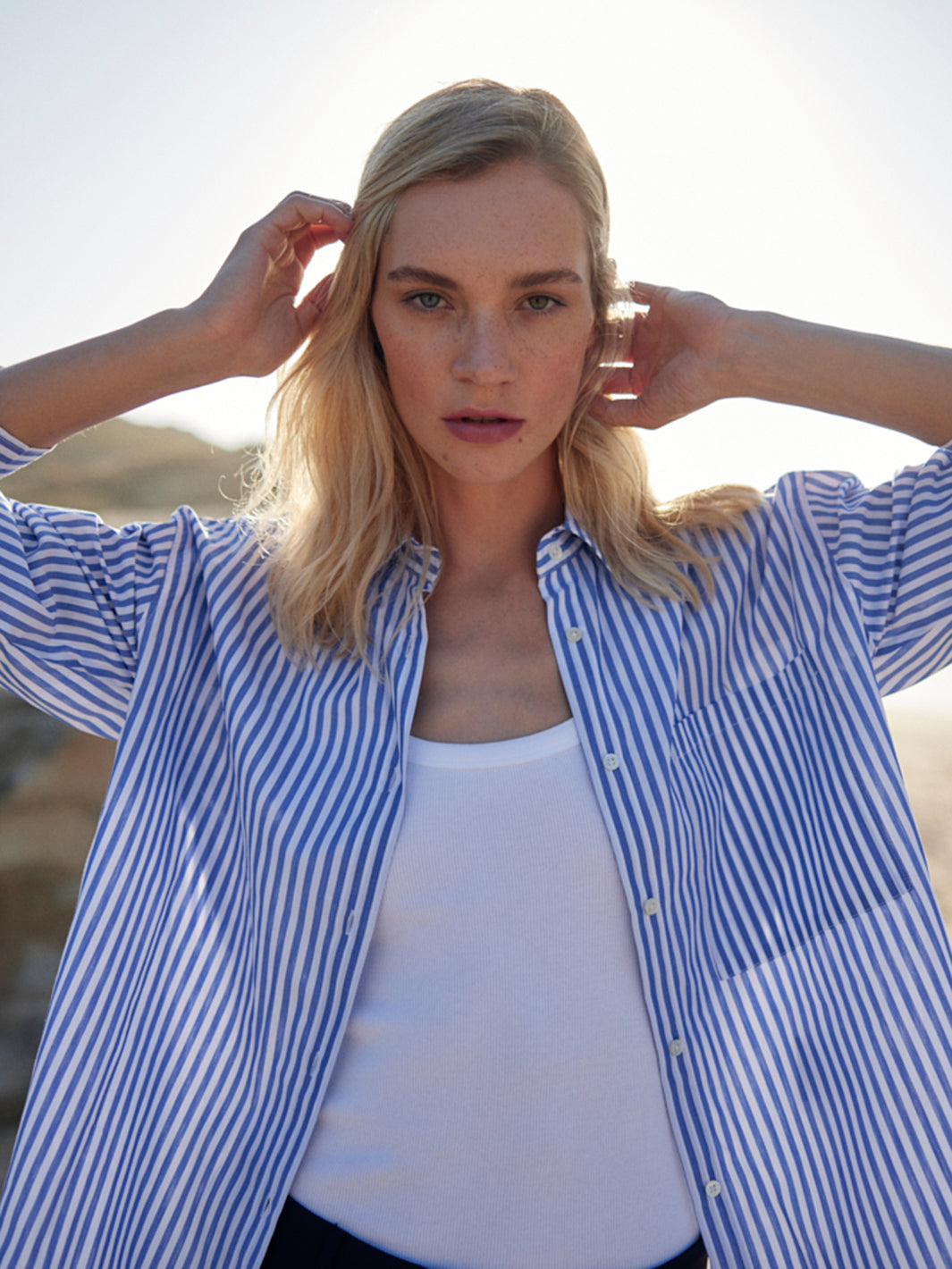 Streifen Bluse Oversized aus Organic Cotton