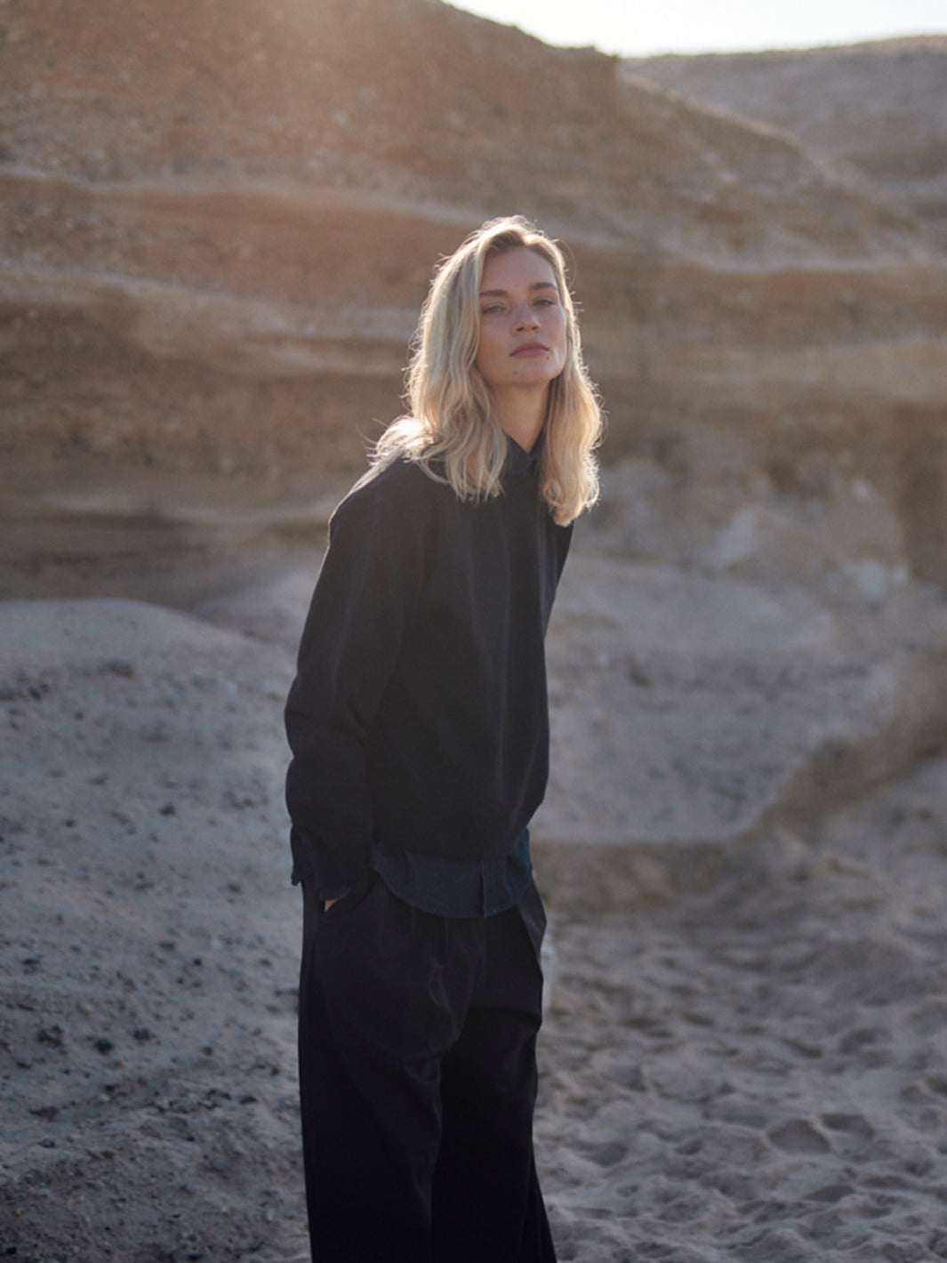 Rundhals Sweatshirt Oversized mit Rundhalsausschnitt und breitem Bund