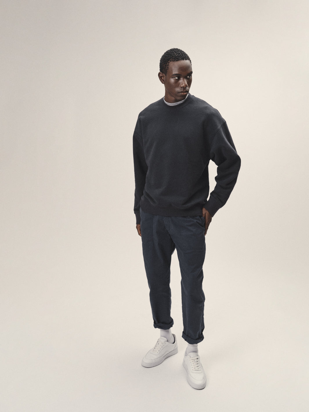 Oversized Männer Sweatshirt navy zertifizierter Bio Baumwolle fair produziert in Portugal