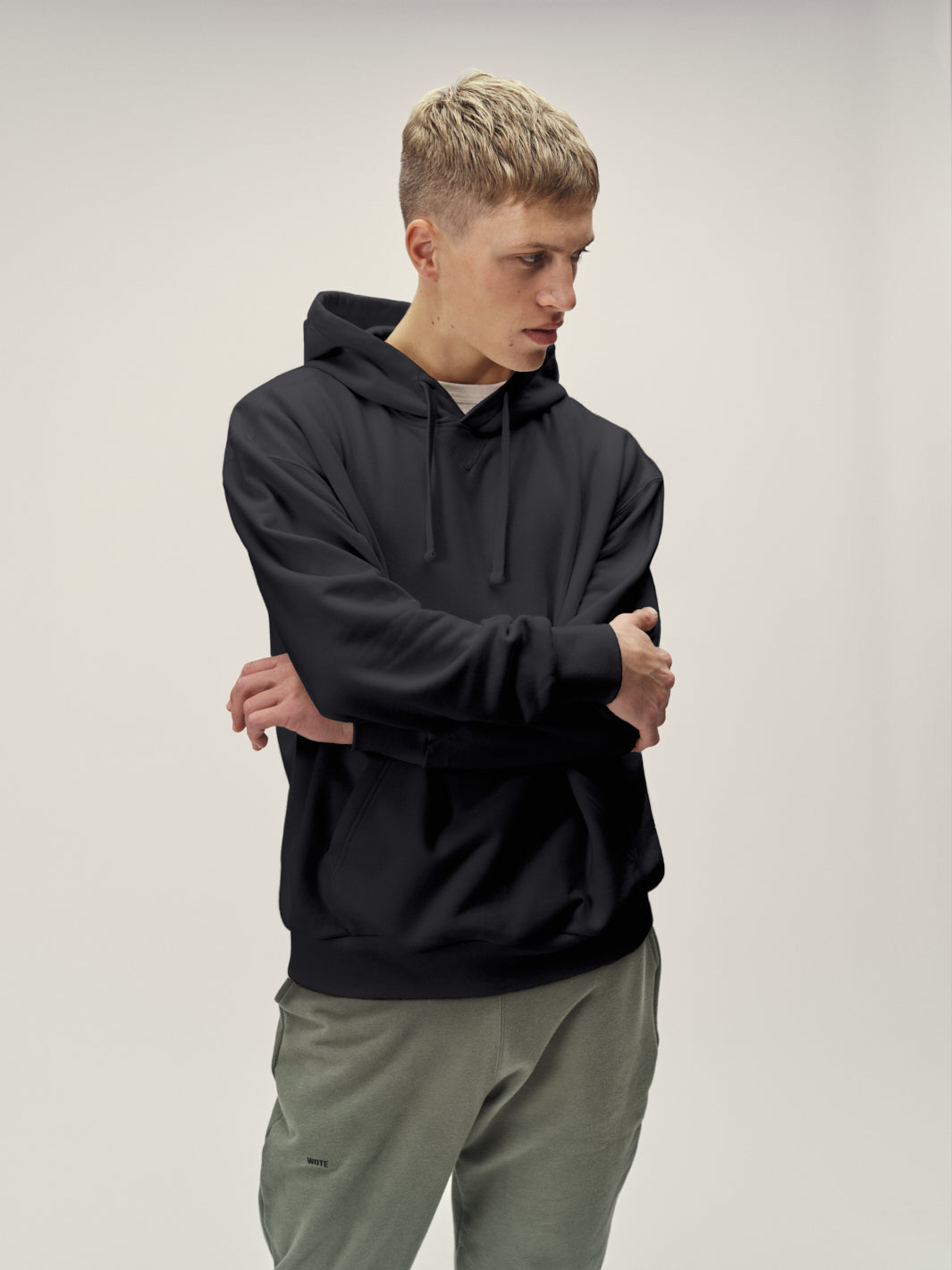Herren oversized Sweatshirt mit Kapuze anthrazit 100% organic Cotton made in Europe