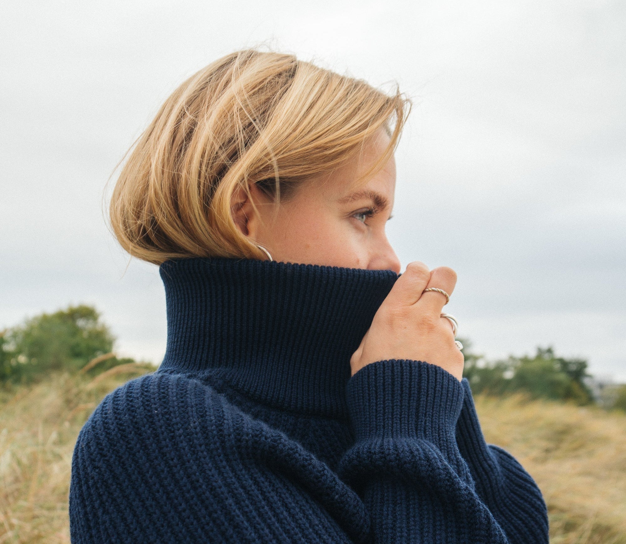 Warmer Merinowollpullover für Damen in Blau von SALZWASSER
