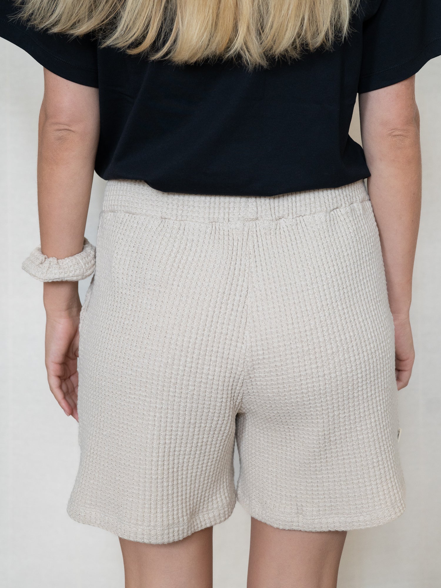 Frauen Waffelstrick Shorts - beige