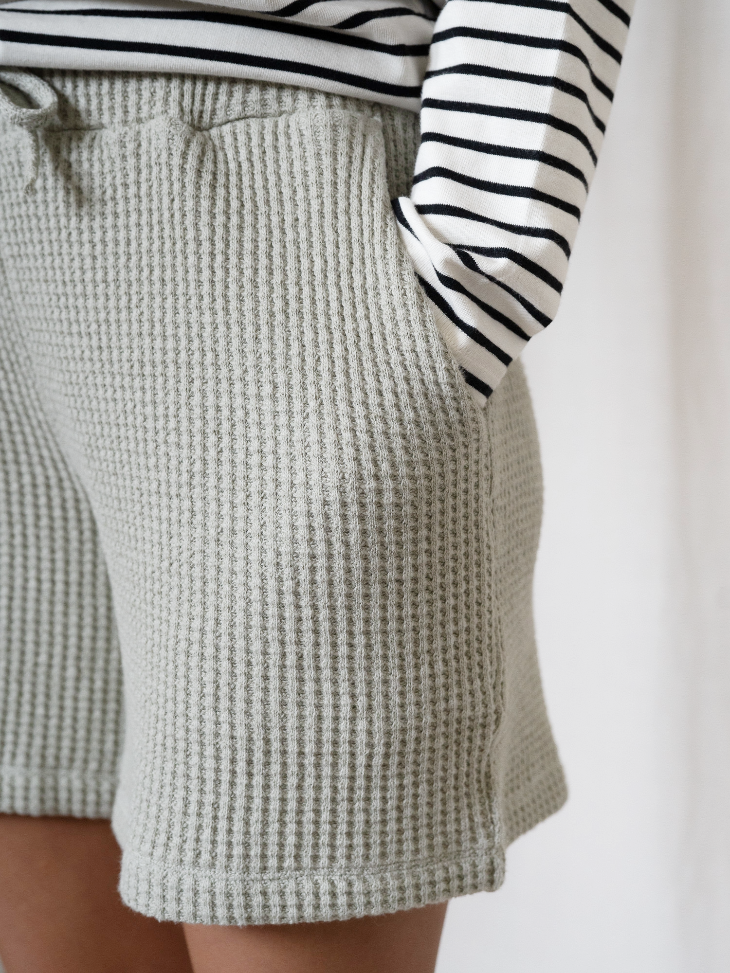 Frauen Waffelstrick Shorts - salbei