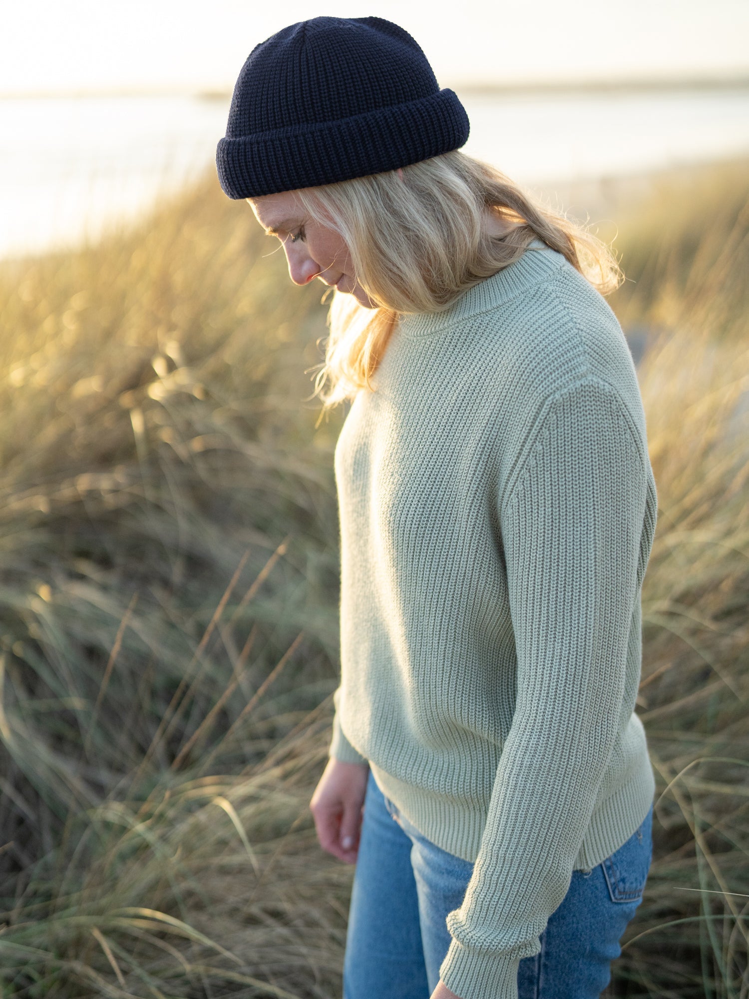 Kurze Merino Fischermütze - navy