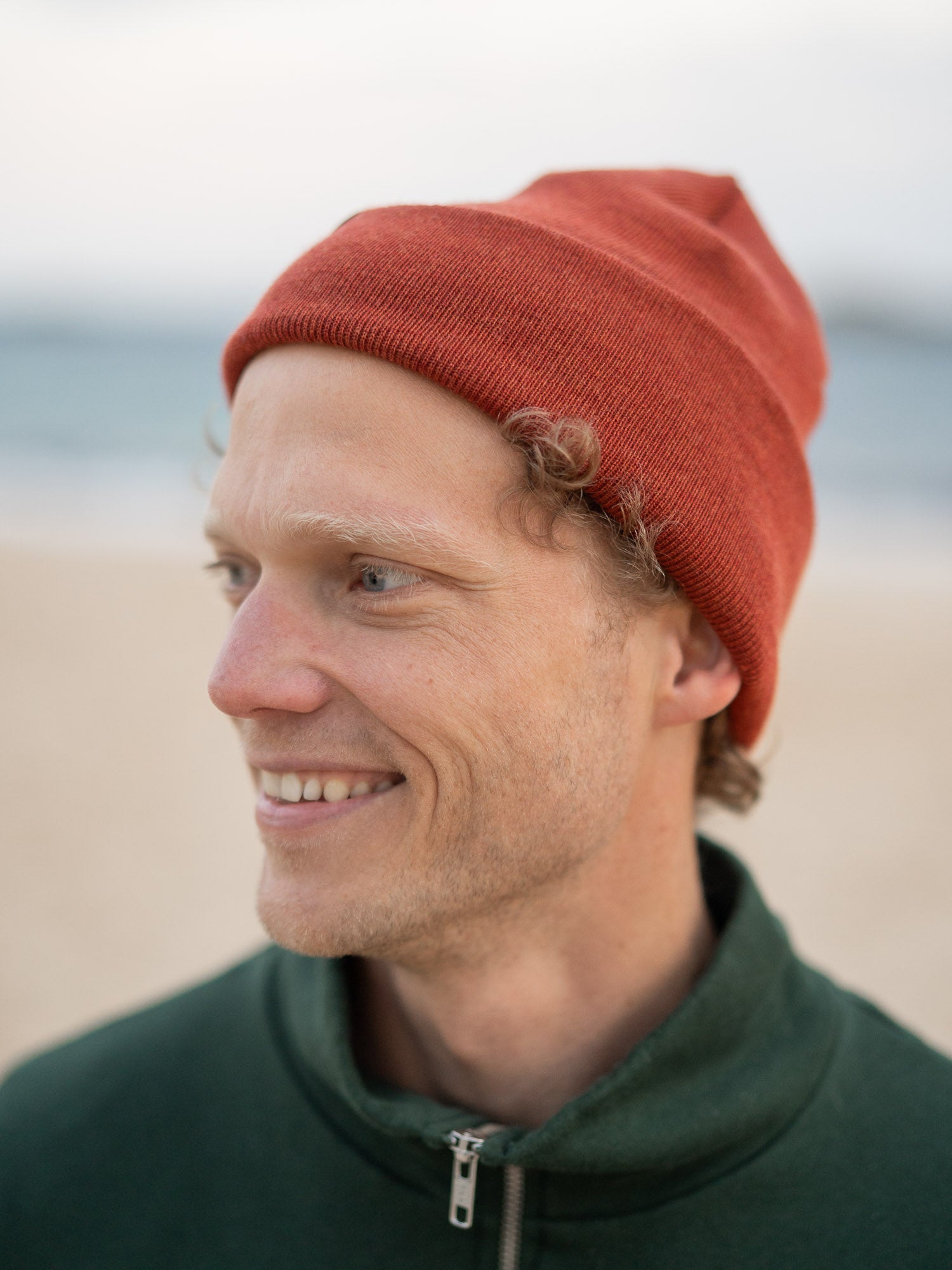 Merino Kork Beanie - herbstorange